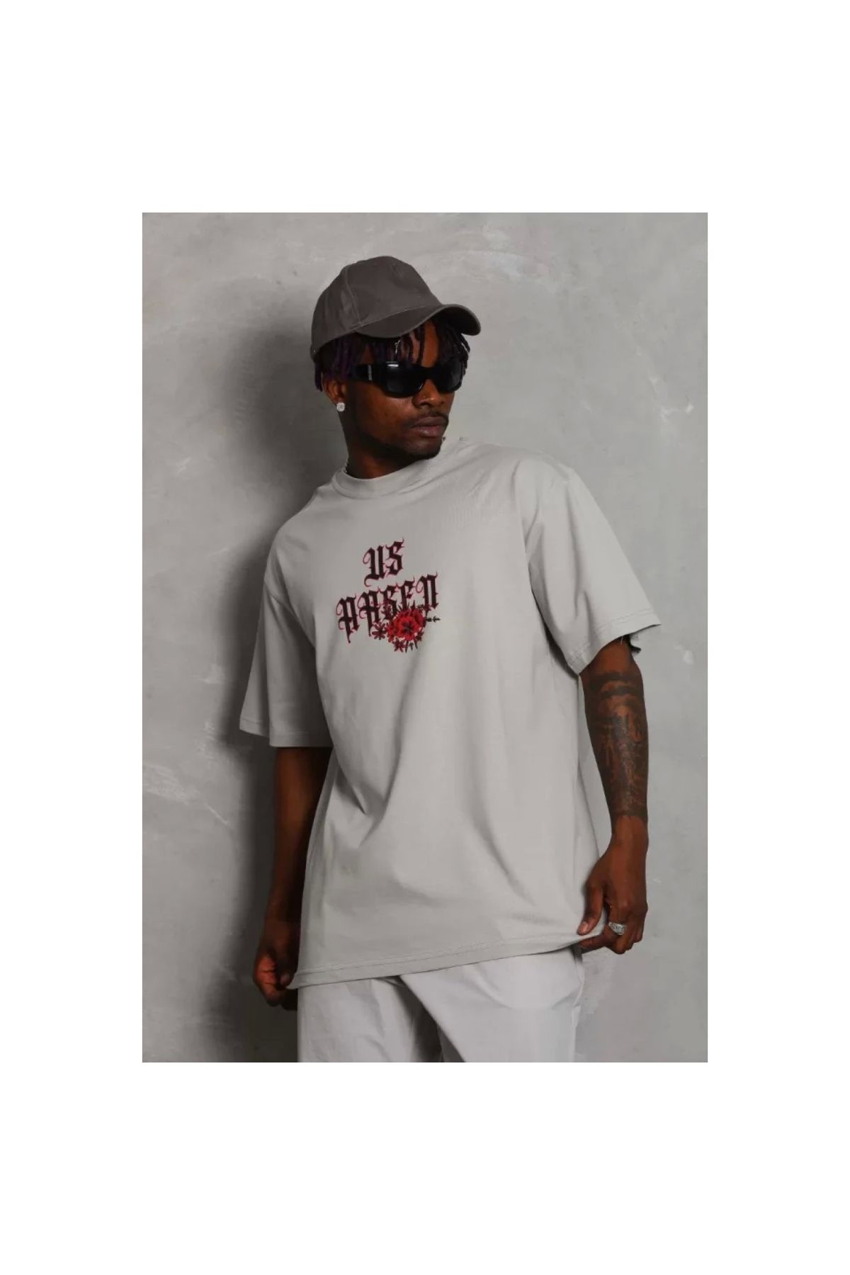 Narnuga Unisex Oversize Baskılı Bisiklet Yaka TShirt
