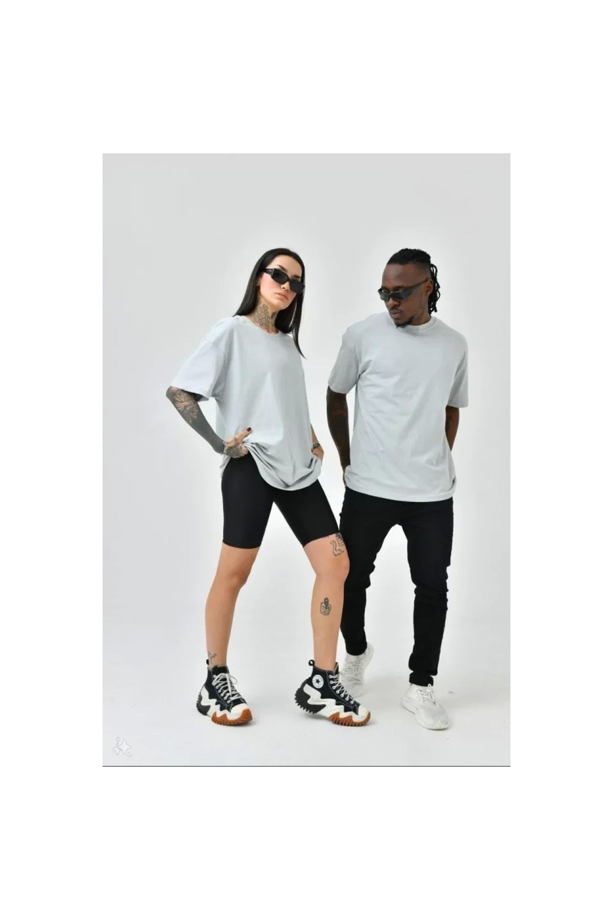 Narnuga Unisex Basic Bisiklet Yaka Oversize TShirt