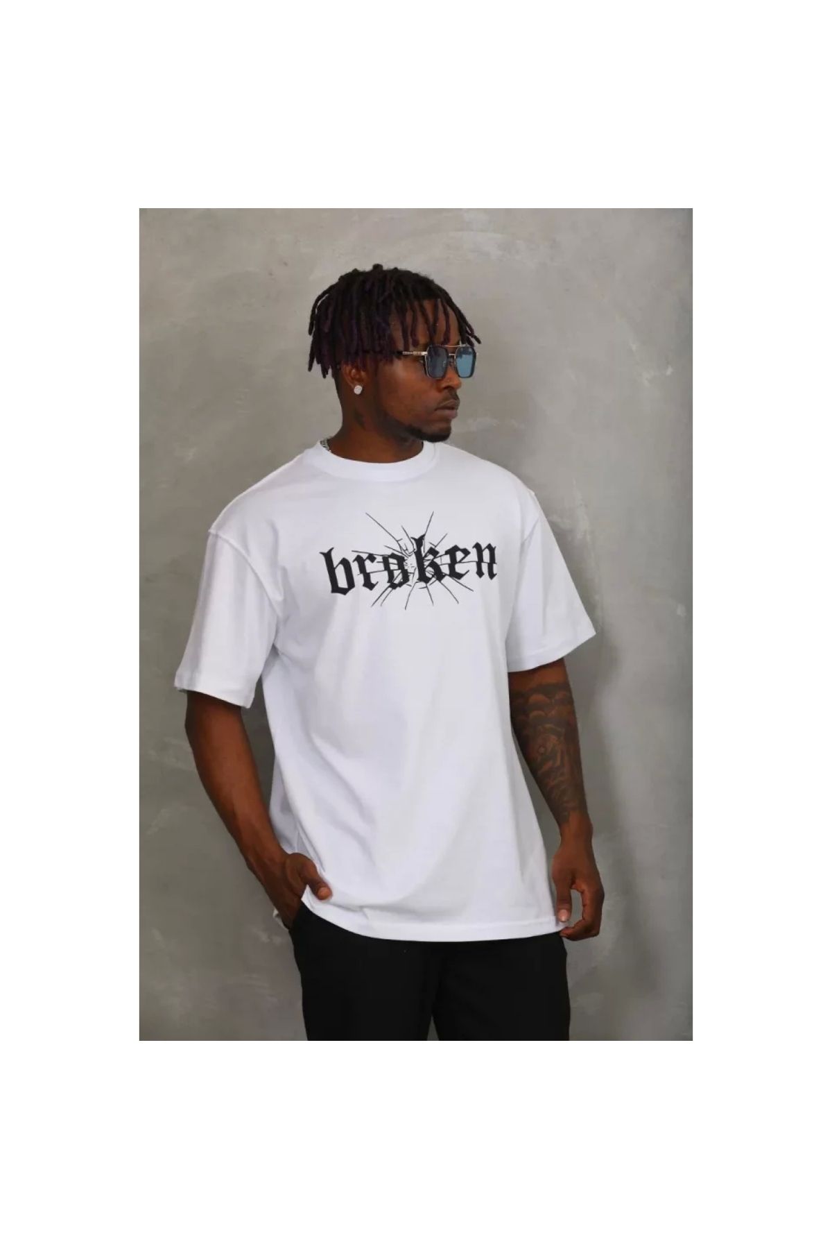 Narnuga Unisex Oversize Baskılı Bisiklet Yaka TShirt
