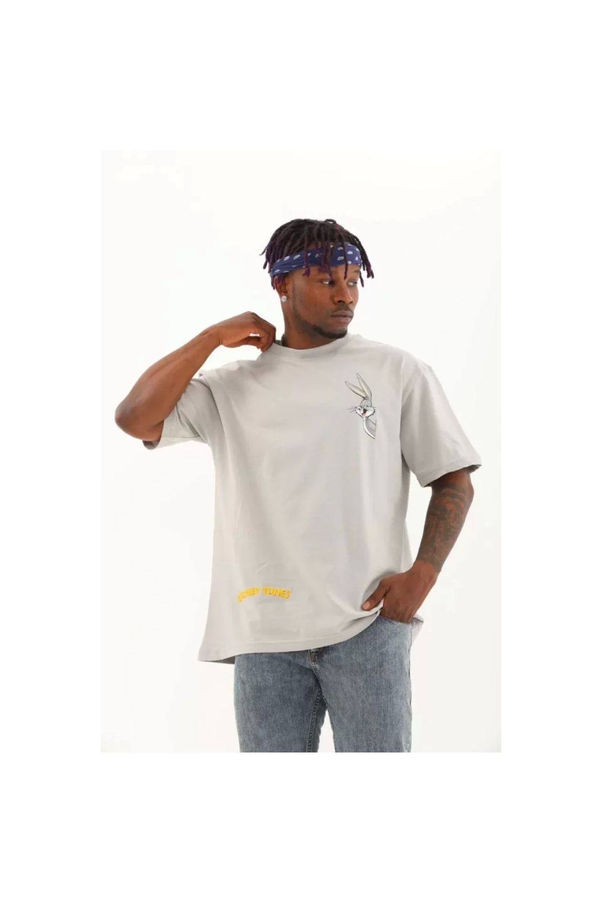 Narnuga Unisex Oversize Baskılı Bisiklet Yaka TShirt