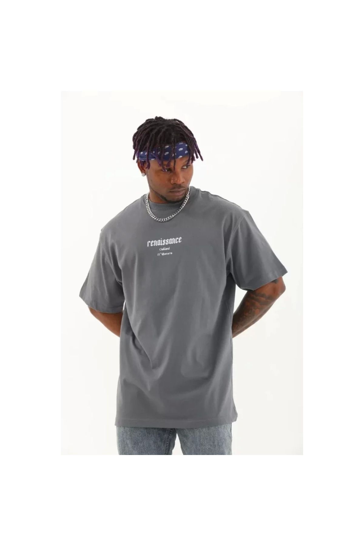 Marsilyan Unisex Oversize Baskılı Bisiklet Yaka TShirt