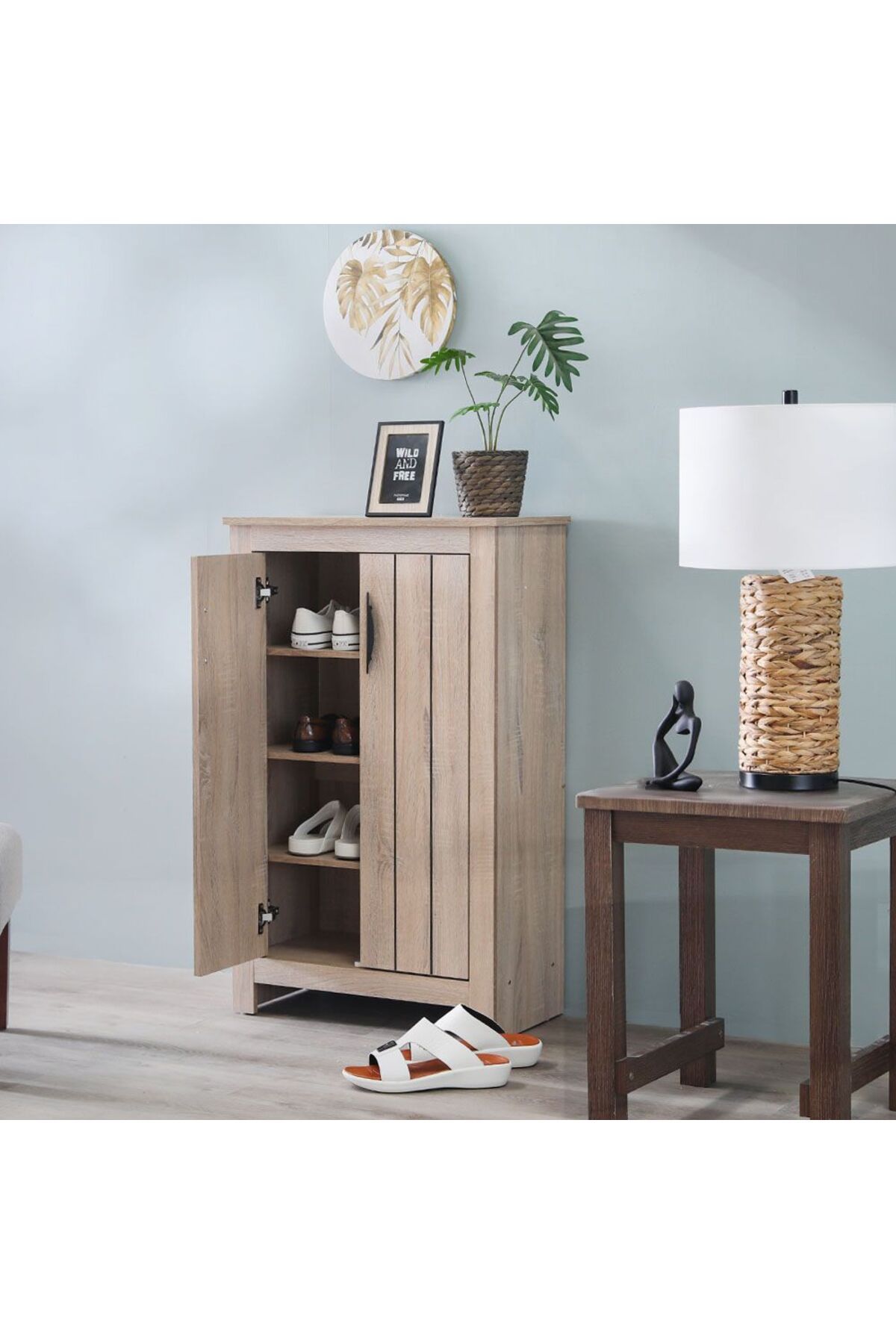 Danube Home-خزانة أحذية أنطون ذات بابين - لون أوك سونوما طول 60 × عرض 33 × ارتفاع 99 سم 2