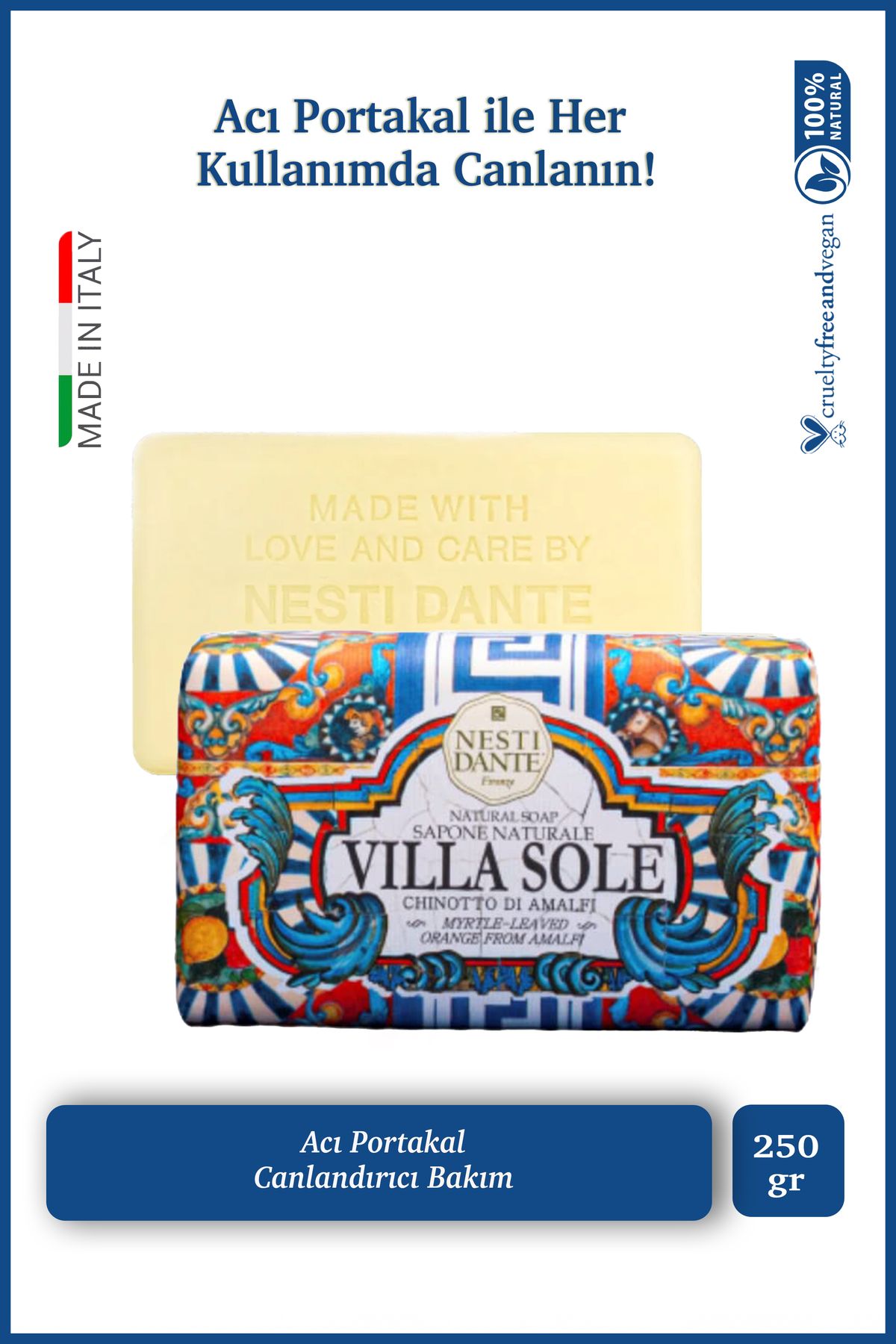 Nesti Dante-Villa Sole Chinotto Di Amalfi - 250g Soap, Revitalizing and Antioxidant 1