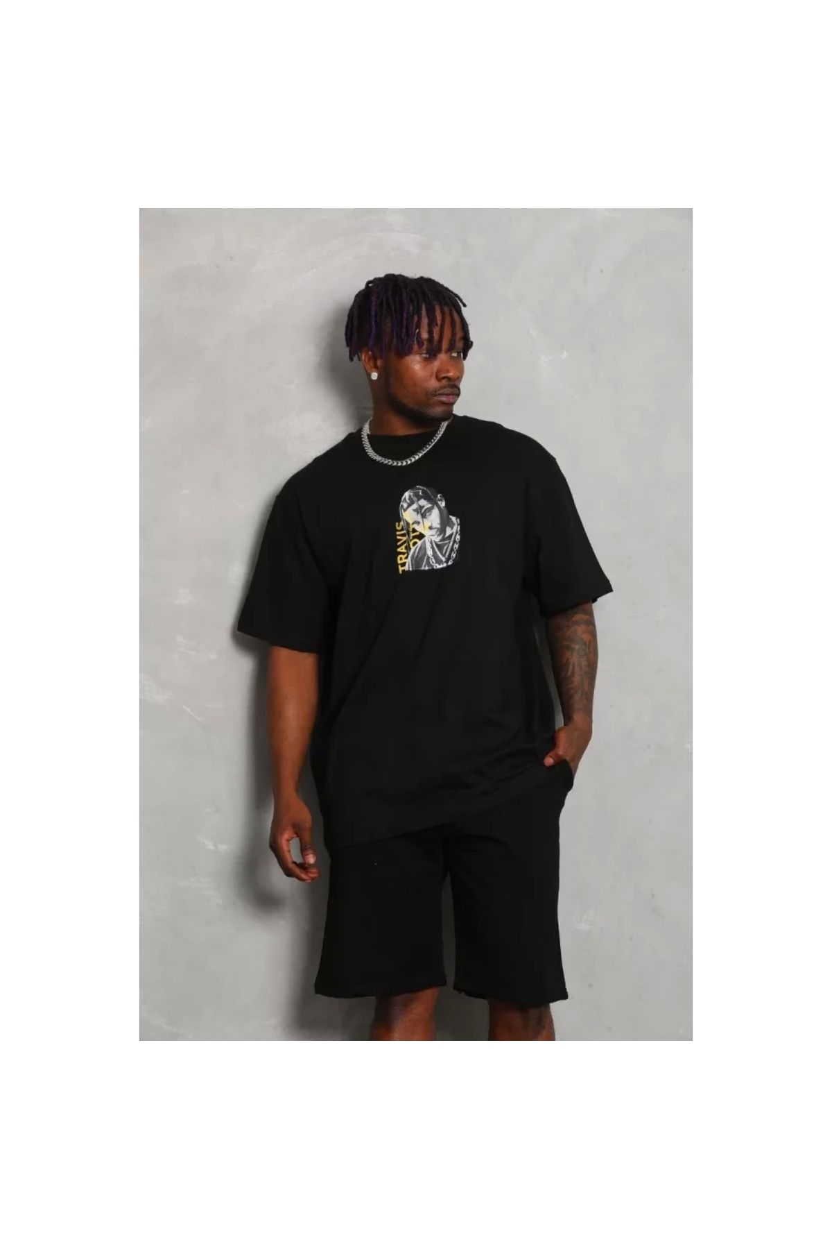 Narnuga Unisex Oversize Baskılı Bisiklet Yaka TShirt