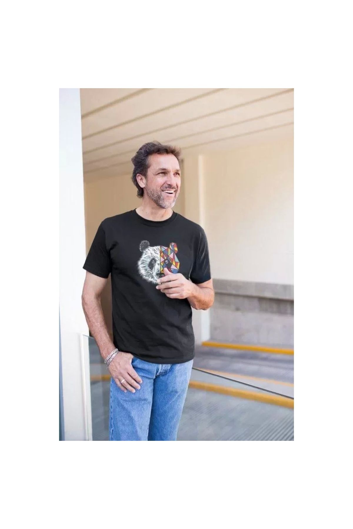 Narnuga Erkek Bisiklet Yaka Baskılı Oversize TShirt