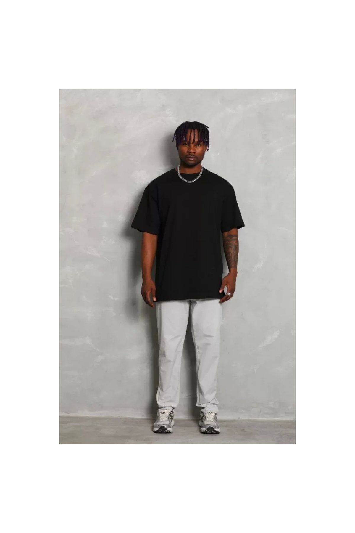 Narnuga Unisex Oversize Düz Bisiklet Yaka TShirt