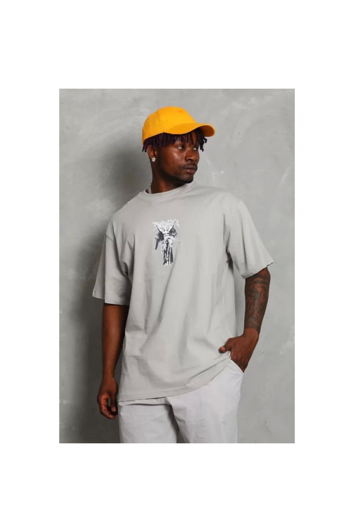 Narnuga Unisex Oversize Baskılı Bisiklet Yaka TShirt