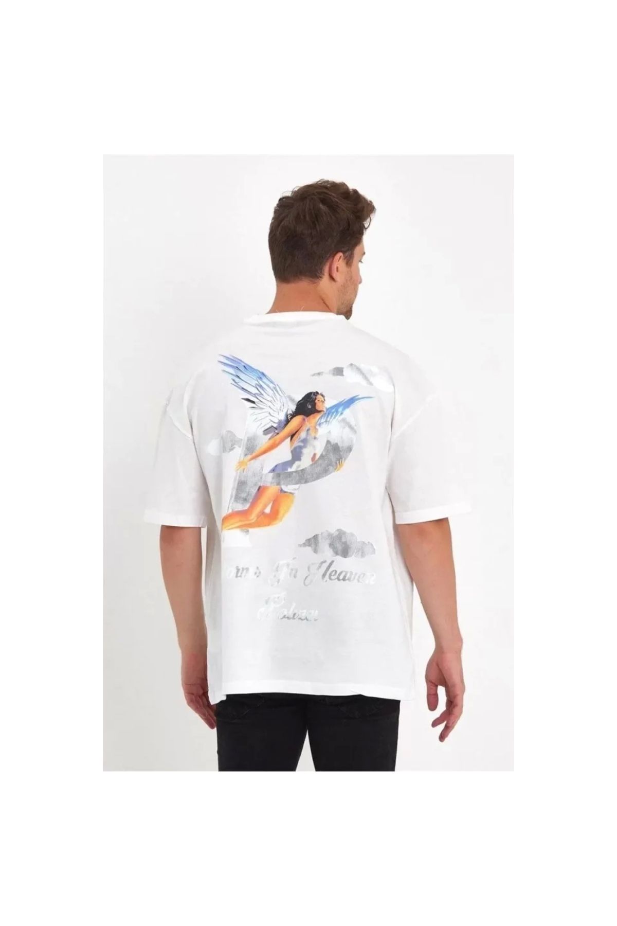 Narnuga Erkek Melek Baskılı Oversize Tshirt
