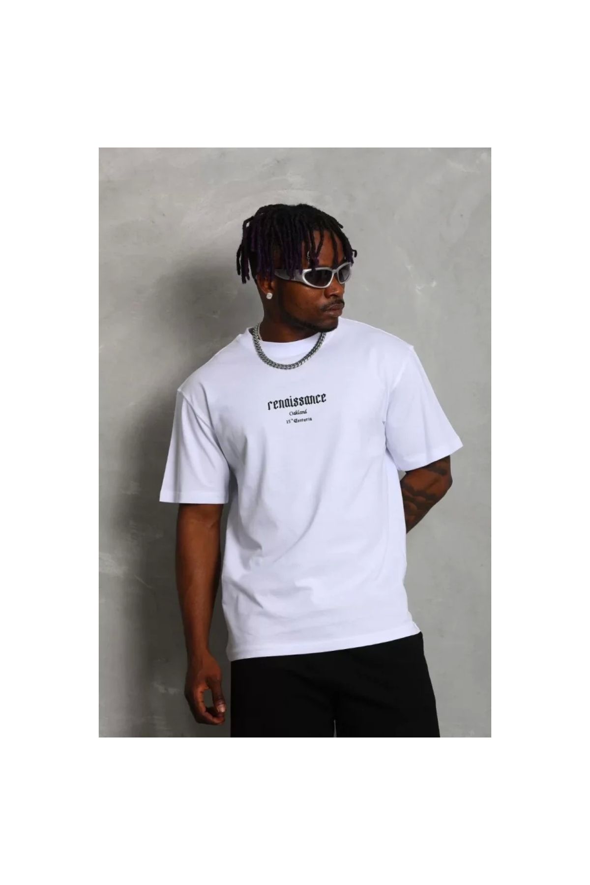 Narnuga Unisex Oversize Baskılı Bisiklet Yaka TShirt