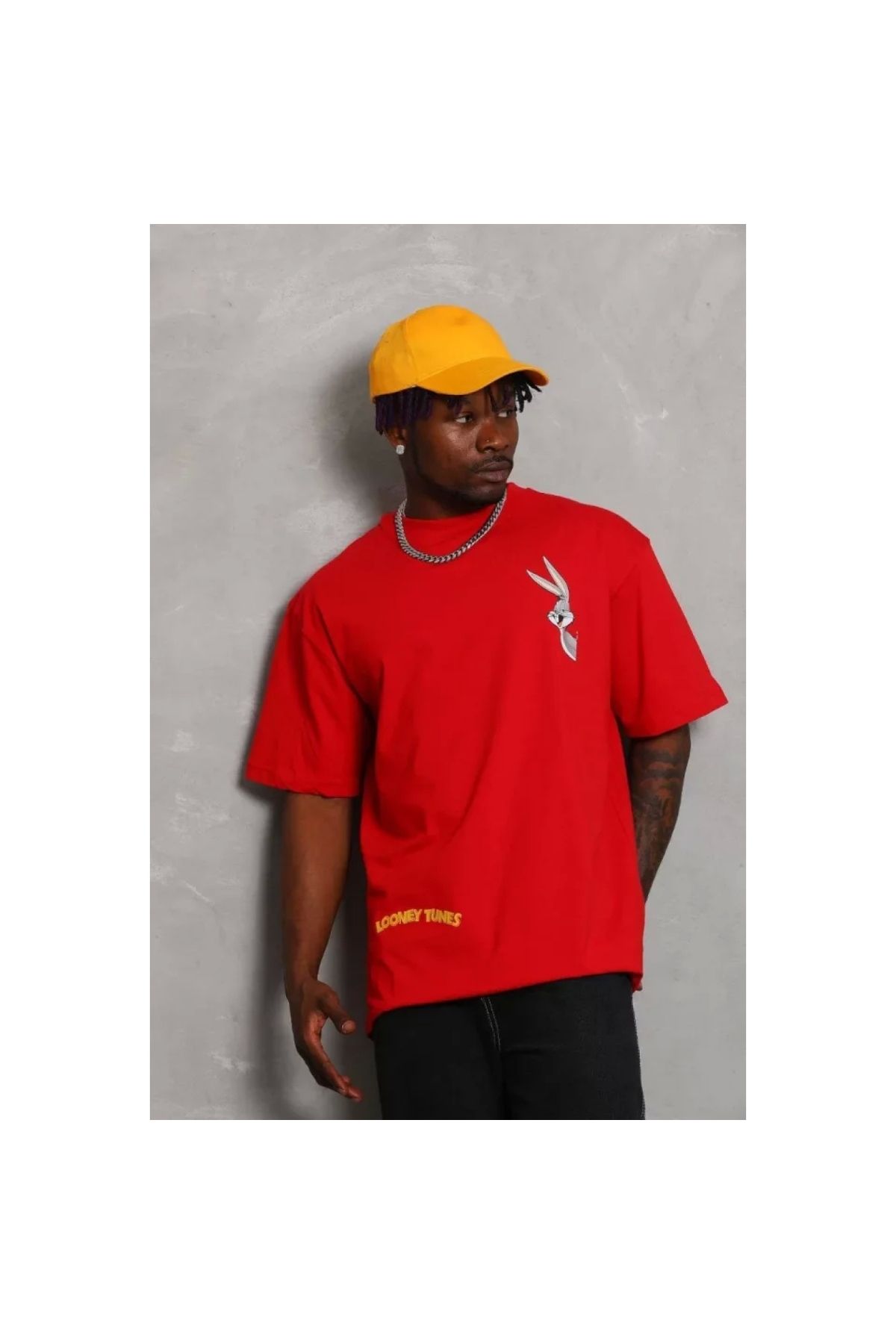 Narnuga Unisex Oversize Baskılı Bisiklet Yaka TShirt