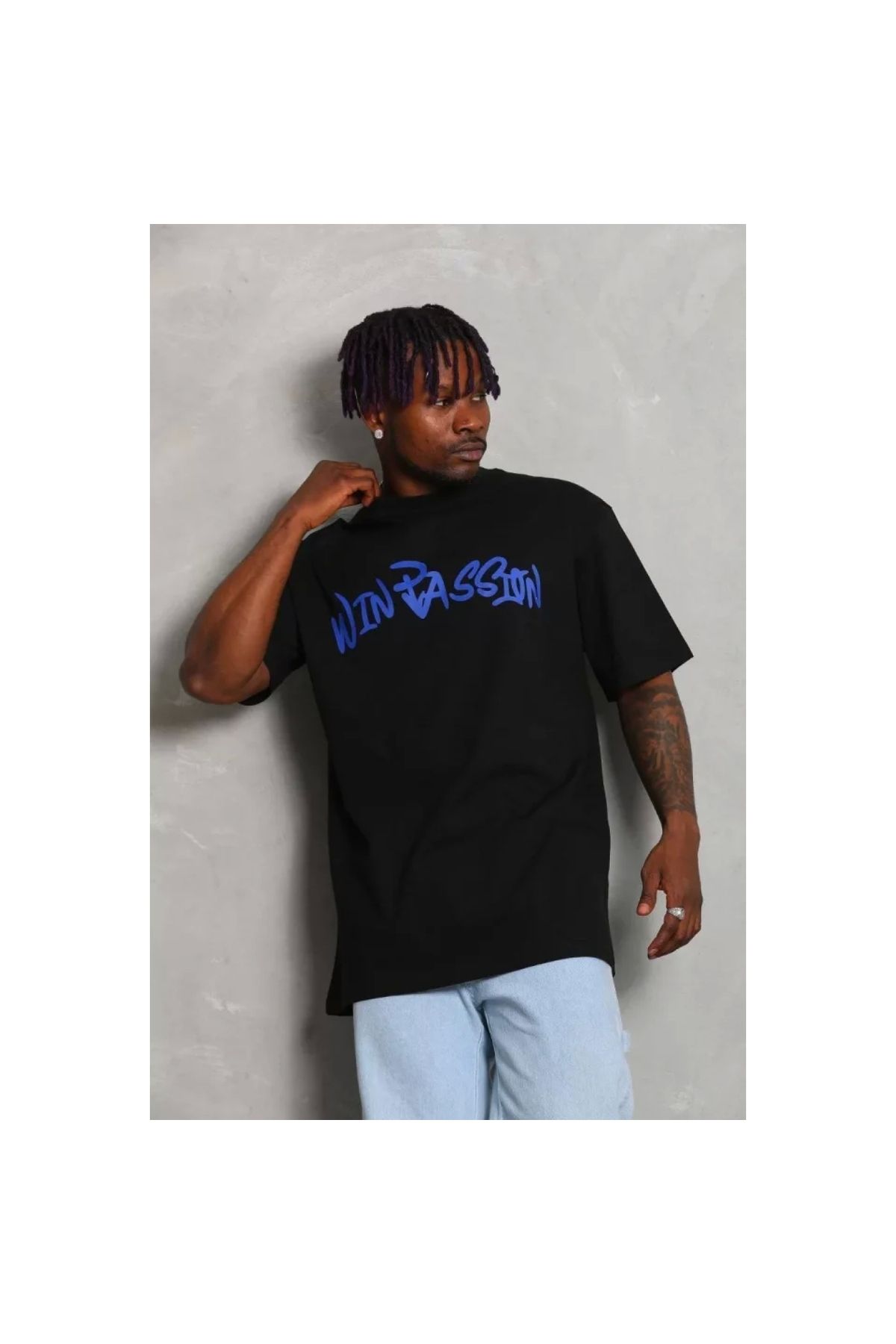 Narnuga Unisex Oversize Baskılı Bisiklet Yaka TShirt