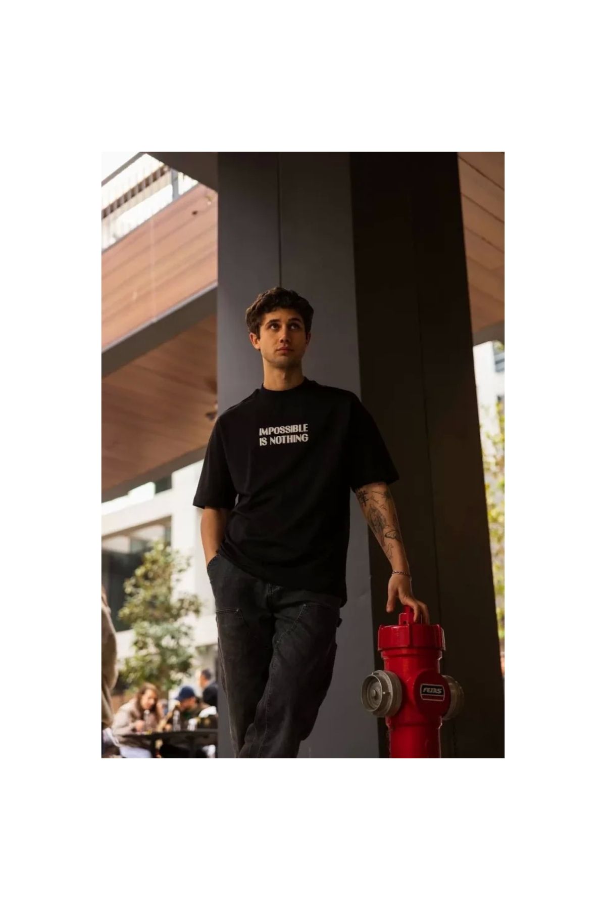 Narnuga Unisex Bisiklet Yaka Baskılı Oversize TShirt