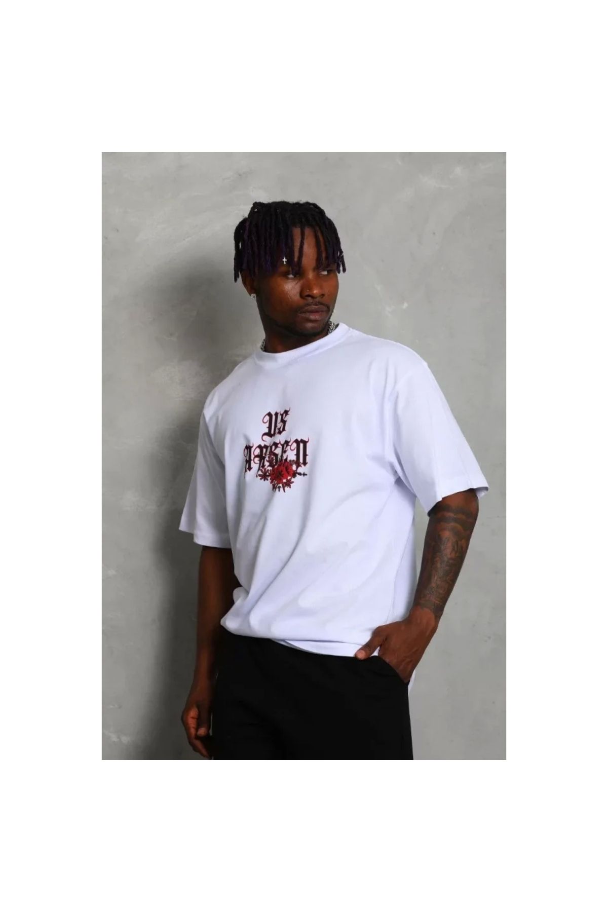 Narnuga Unisex Oversize Baskılı Bisiklet Yaka TShirt