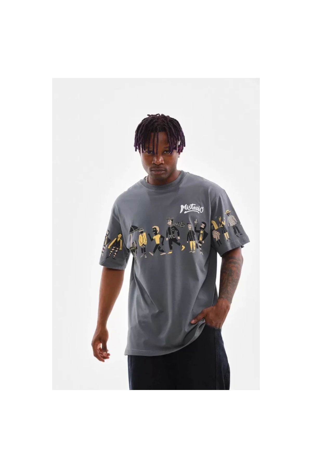 Marsilyan Unisex Bisiklet Yaka Baskılı Oversize TShirt