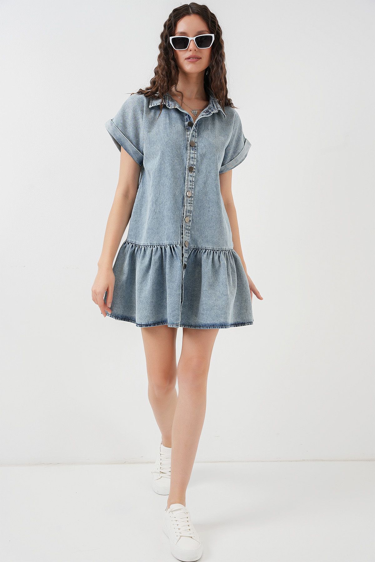 Bigdart-Rochie scurtă de denim pentru femei 2530 - Albastru 2