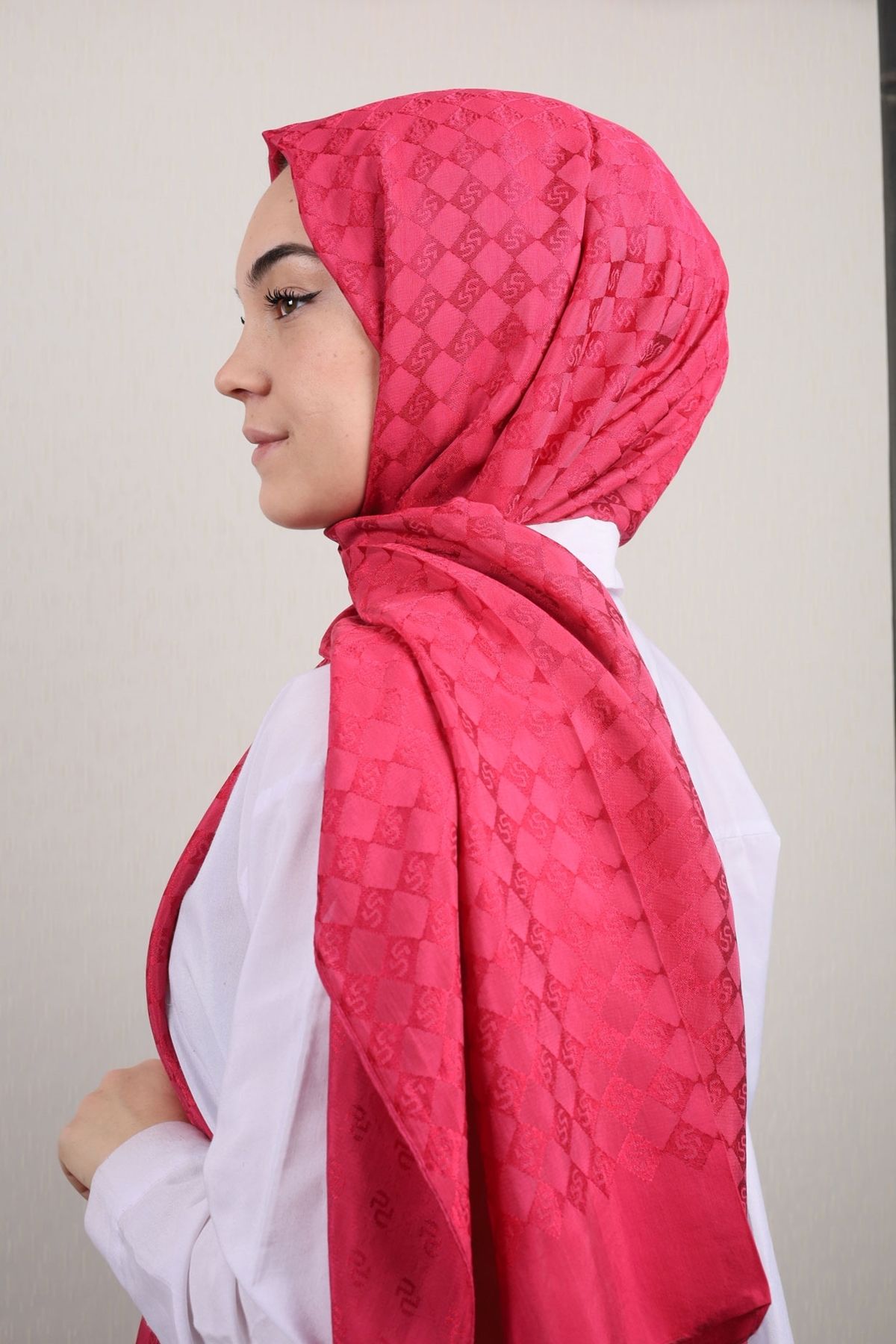 PİRAMİT-Pyramid Self Patterned Monogram Shawl - Pattern-01 - Color-05 1