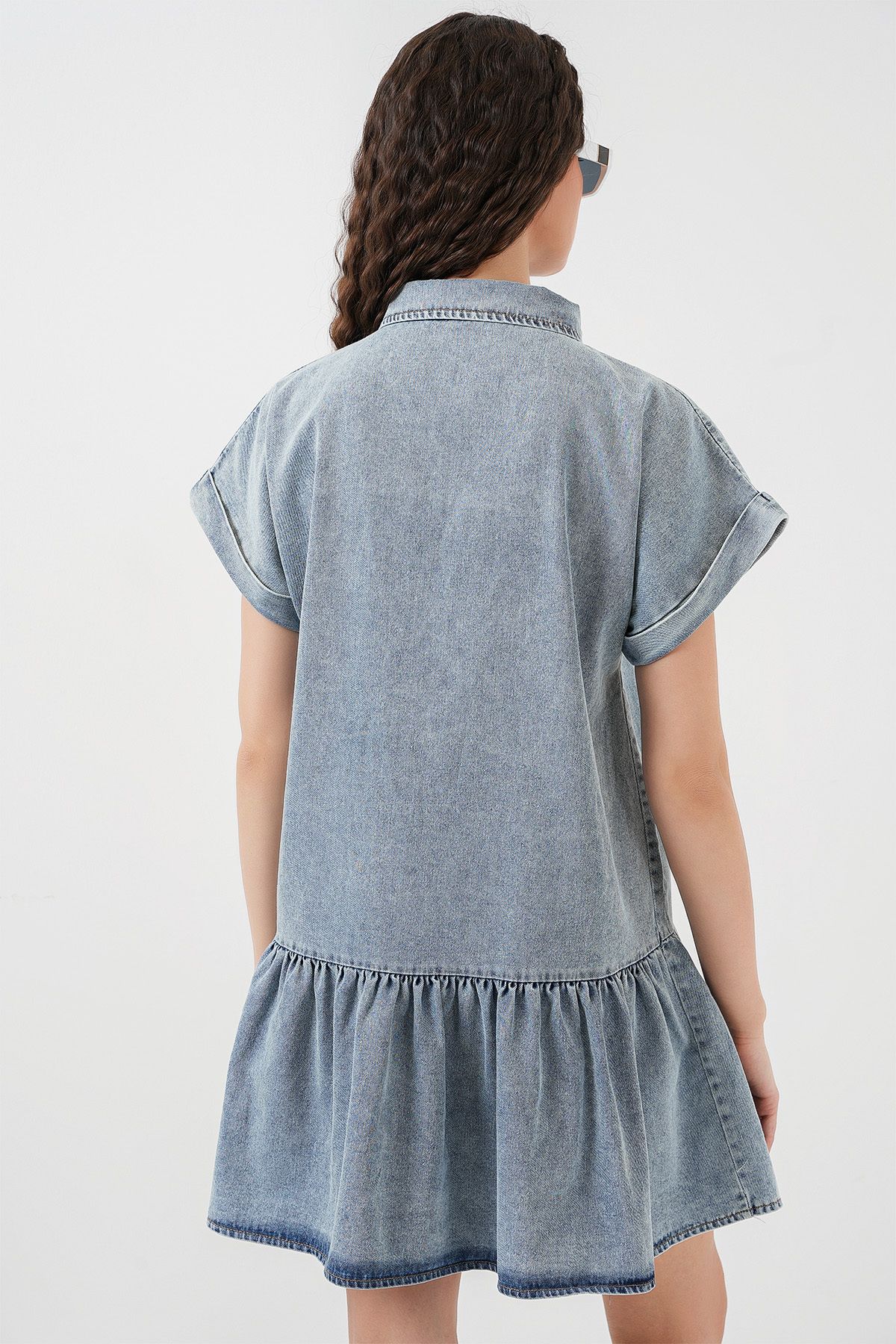 Bigdart-Rochie scurtă de denim pentru femei 2530 - Albastru 7