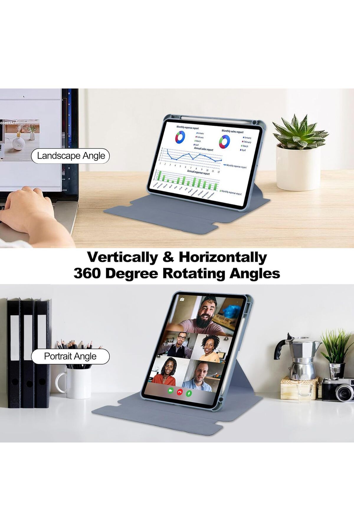 erorex-حافظة لوحة مفاتيح Fegishilly متوافقة مع iPad Pro 13 (2024، M4، الجيل السابع) مع حامل دوار ذكي 5