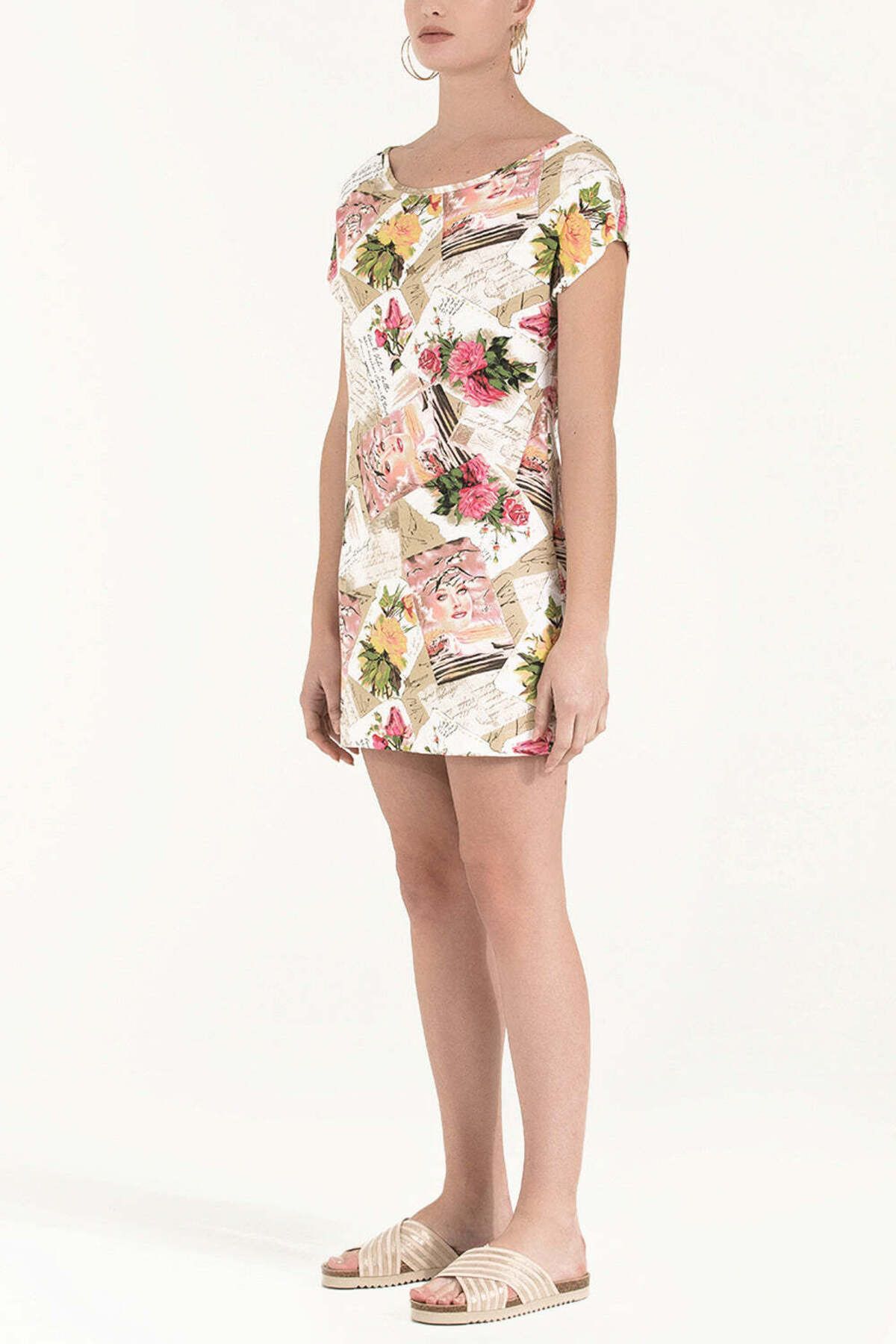 SOCIETA-Efes Studio Fashion – Ecru Pattern Mini Dress 91021 2