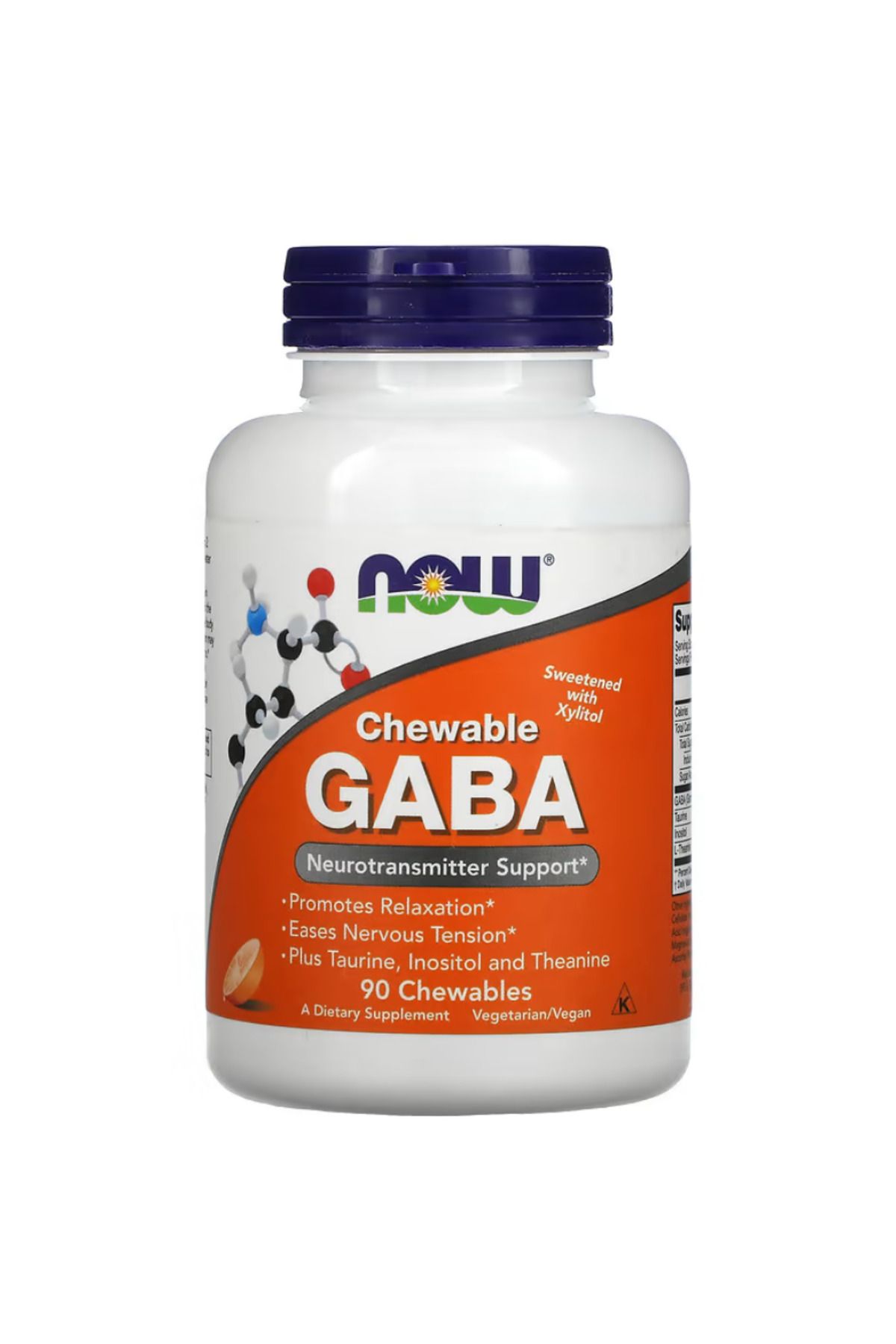 Now Foods , Chewable GABA, Natural Orange Flavor, 90 Chewables vr44