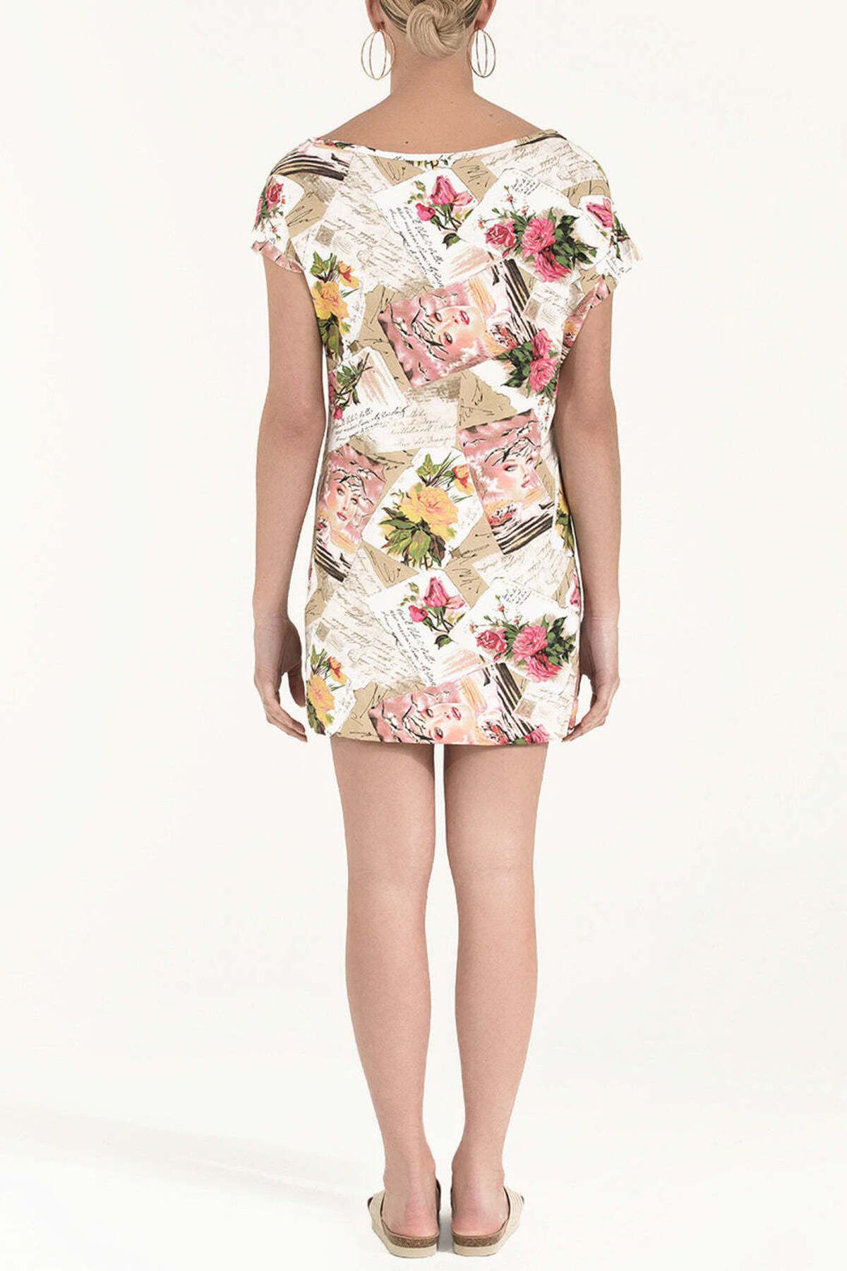 SOCIETA-Efes Studio Fashion – Ecru Pattern Mini Dress 91021 4