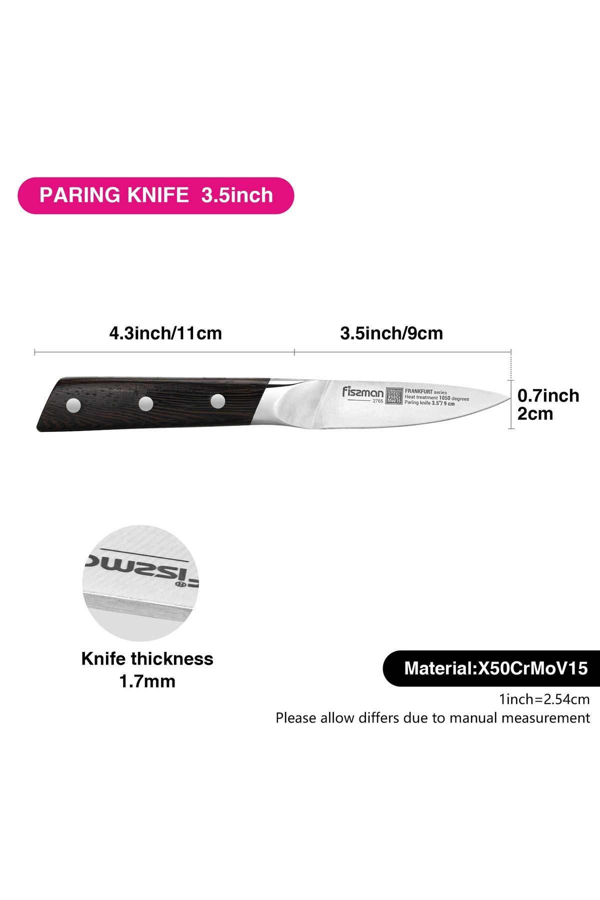 Fissman-3.5" Paring Knife Frankfruit Sturdy And Elegant Handle, Minimalist Design with Sharp Blade 4