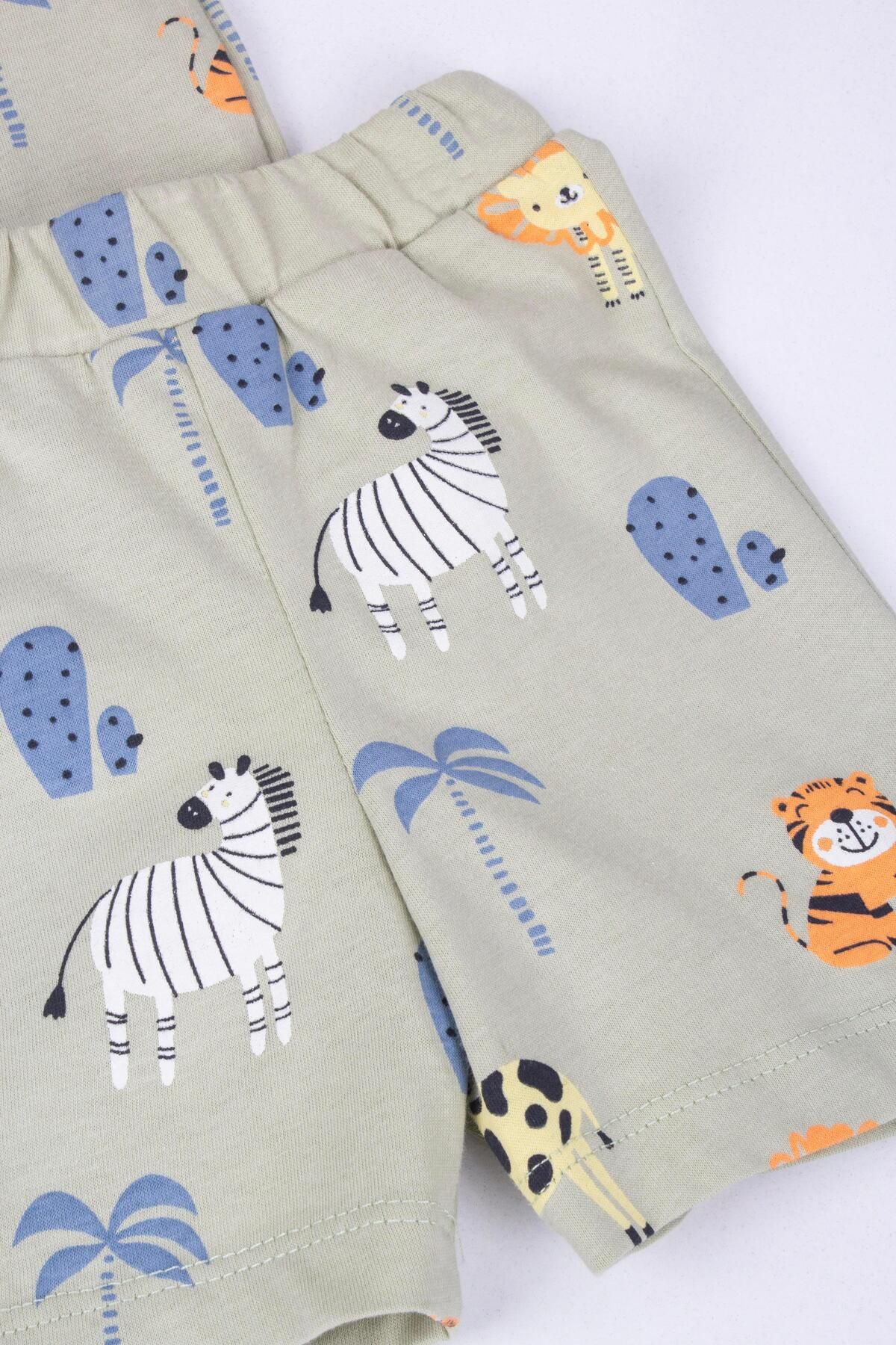 TRENDİMİZBİR-Animal Themed Shorts Set for Baby Boy 3