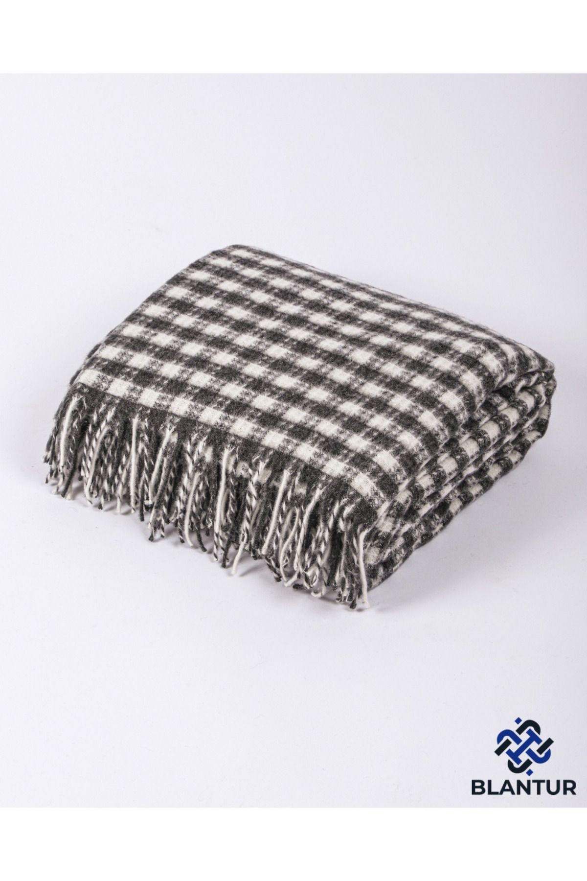 BLANTUR-Double Blanket Patterned Cotton Fringed - 180X220 cm 4