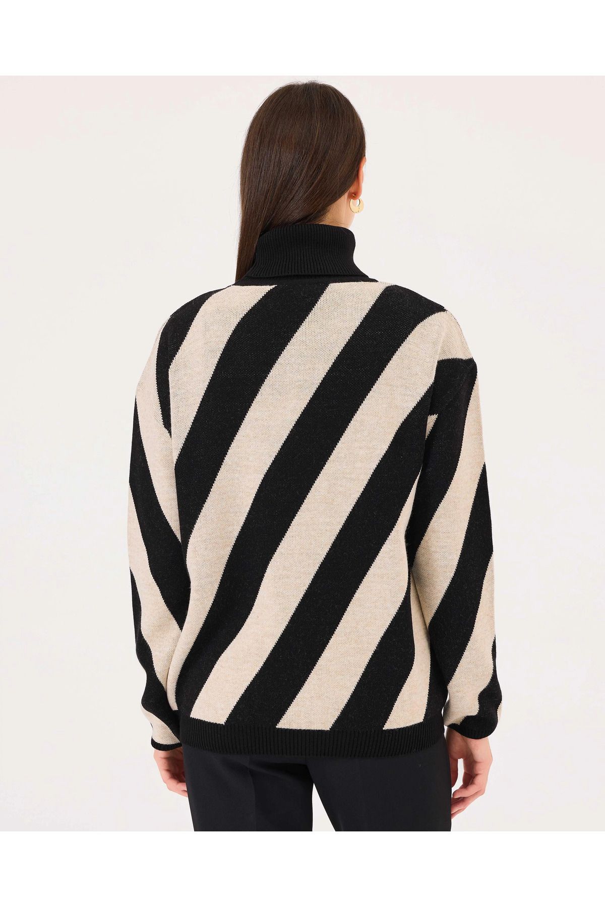 SEÇİL-Striped Knitting Sweater with Streifen Collar 6