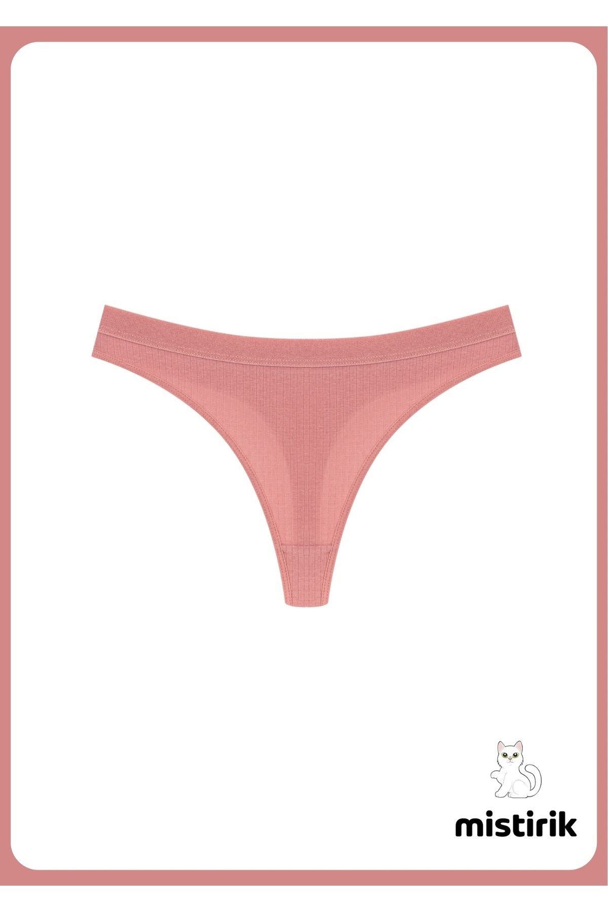 MİSTİRİK-Paulo Model Flexible and Soft Corded String Model Sports Panties Pastel Pink Color 1