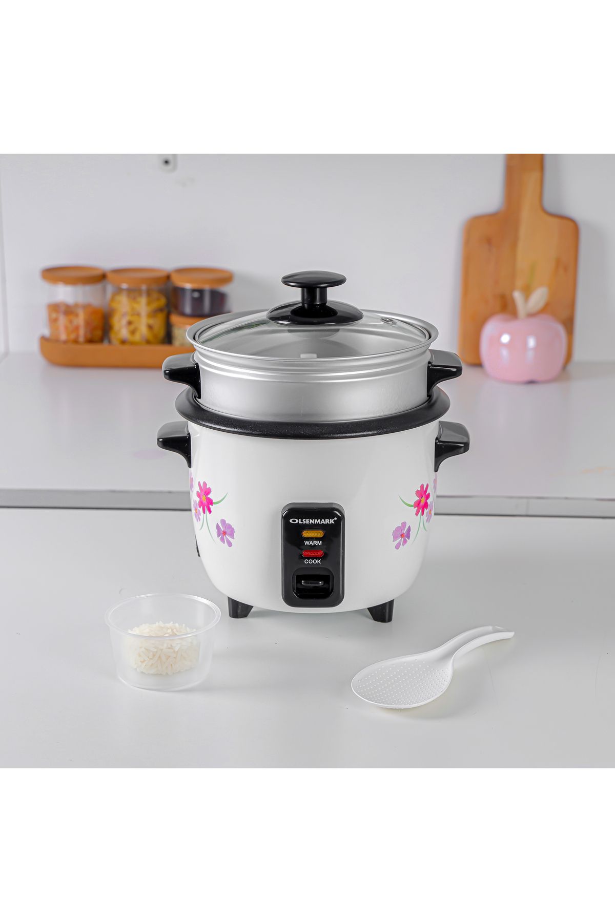 Olsenmark-3 In 1 Electric Rice Cooker 0.6l Keep Warm Function Multifunction Steamer 2