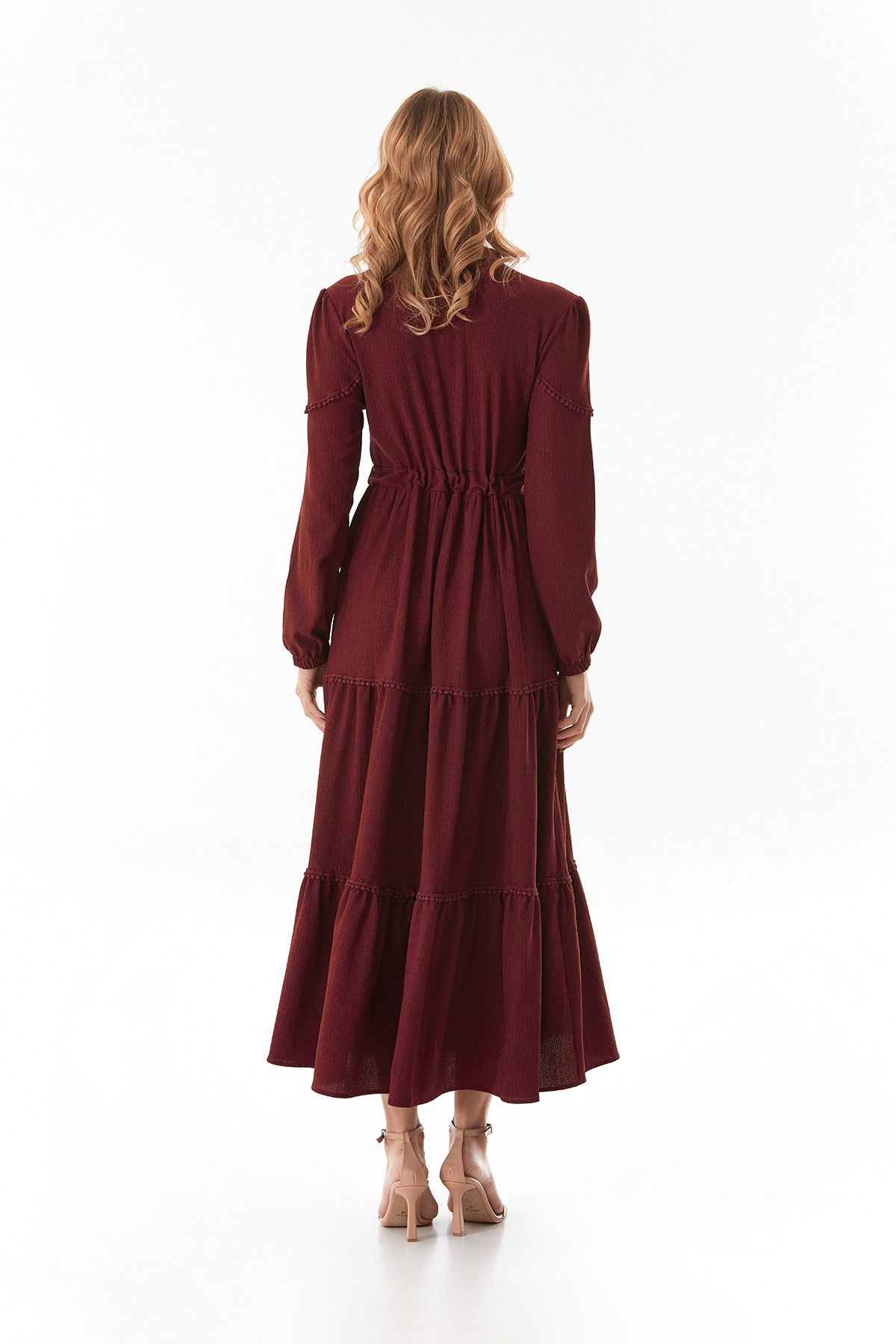Fulla Moda-Rochie cu guler ridicat cu cravată în talie 4