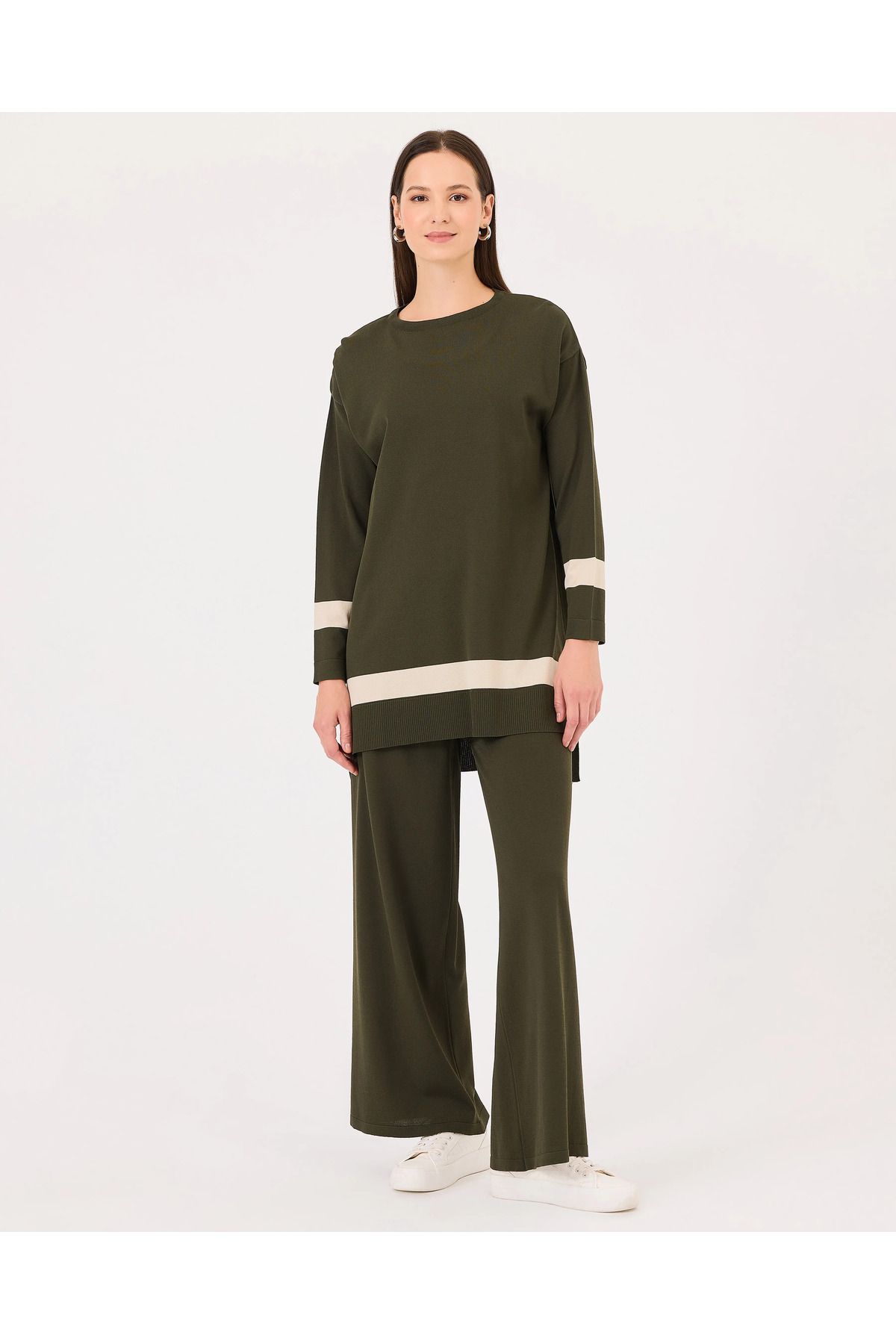 SCL-Round Neck Stripe Detailed Knitwear Tunic 4
