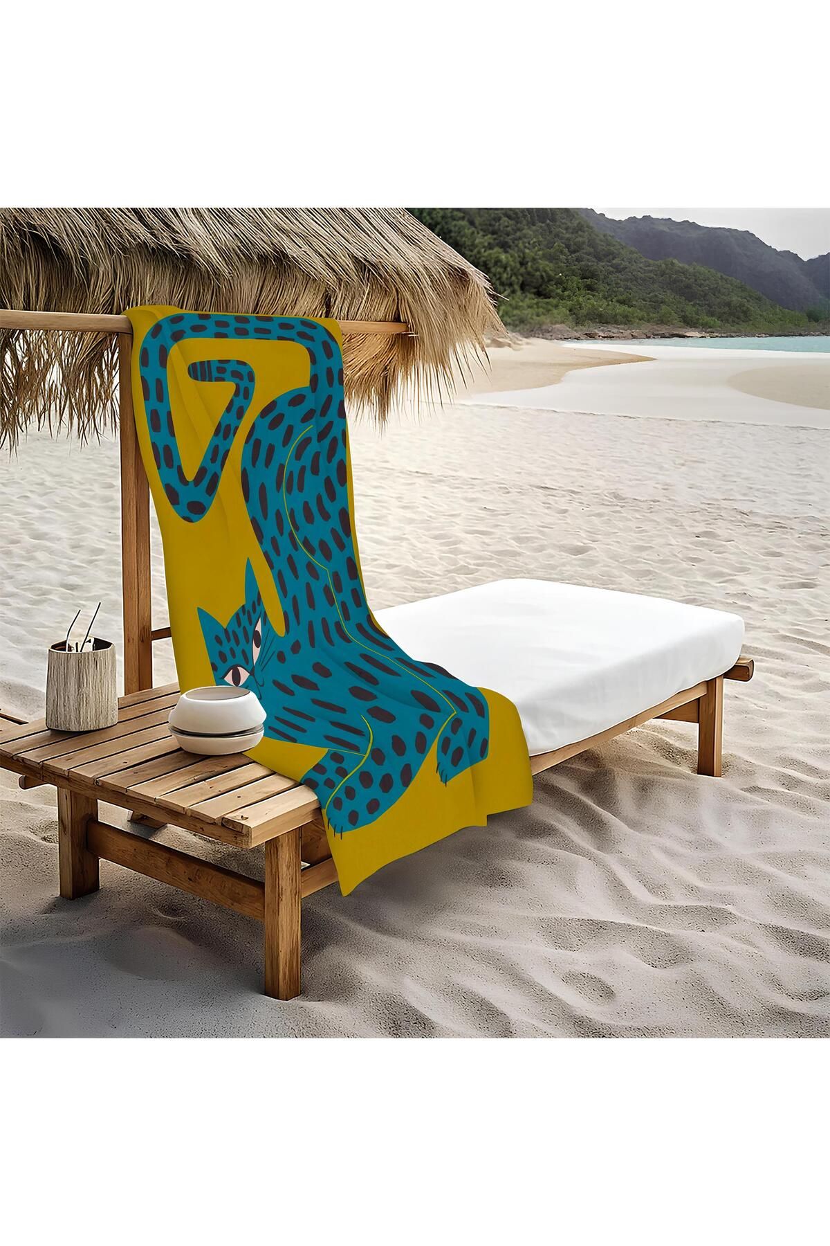 Doruklar Home Collection Prosop De Plajă Cu Model De Pisici 80x160 Cm Vta13 Unisex - 80 x 160