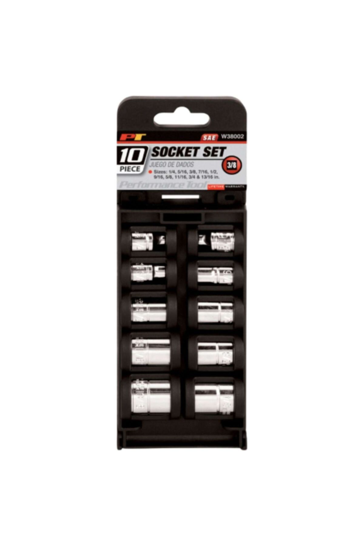 Performance Tool-10-Piece SAE Socket Set 3 and 8inch 2