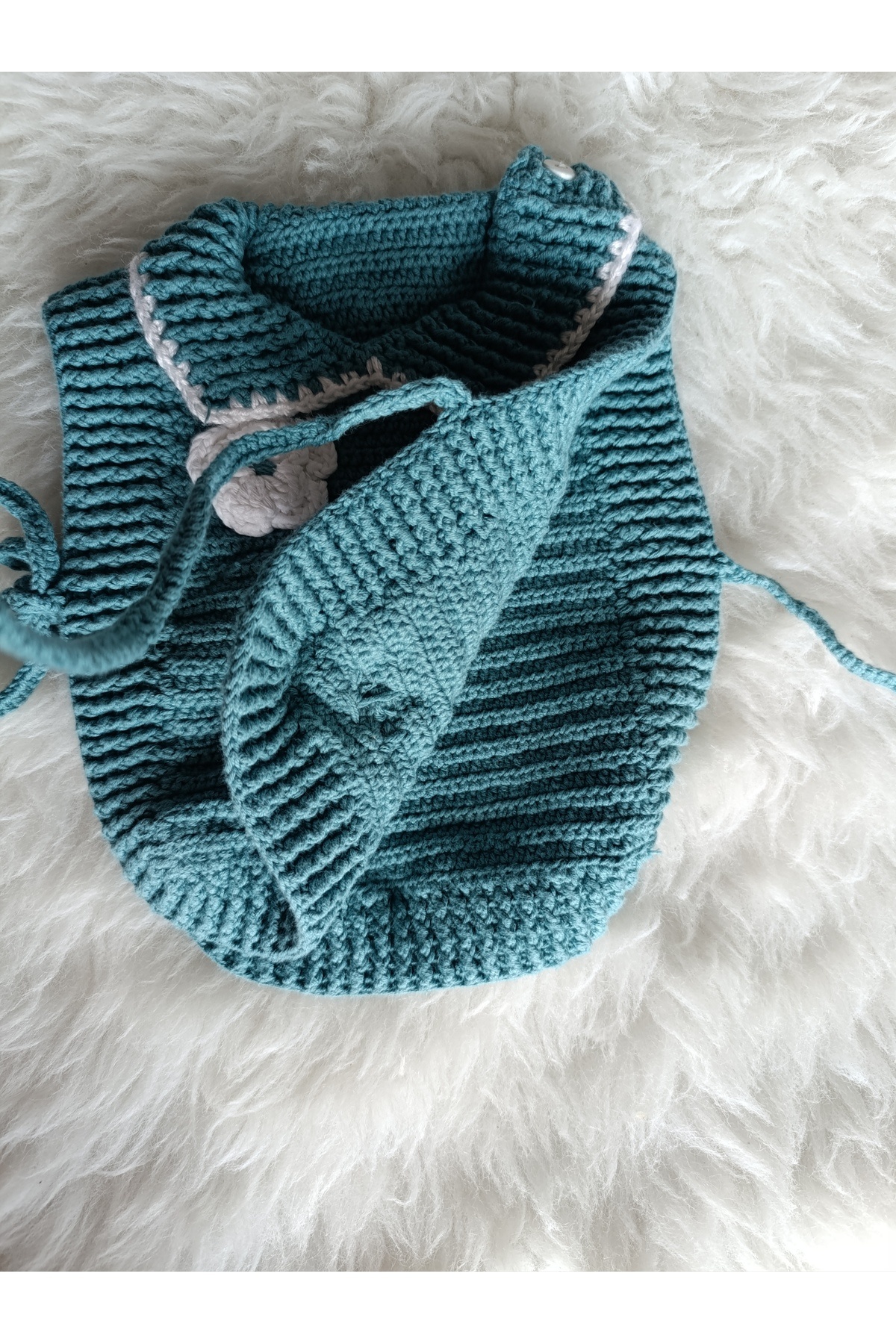 Merve ÖZTÜRK Bebek Organik Süveter Yandan Bağcıklı Yelek süveter kız bebek fotoğrafı 7 (önizleme)