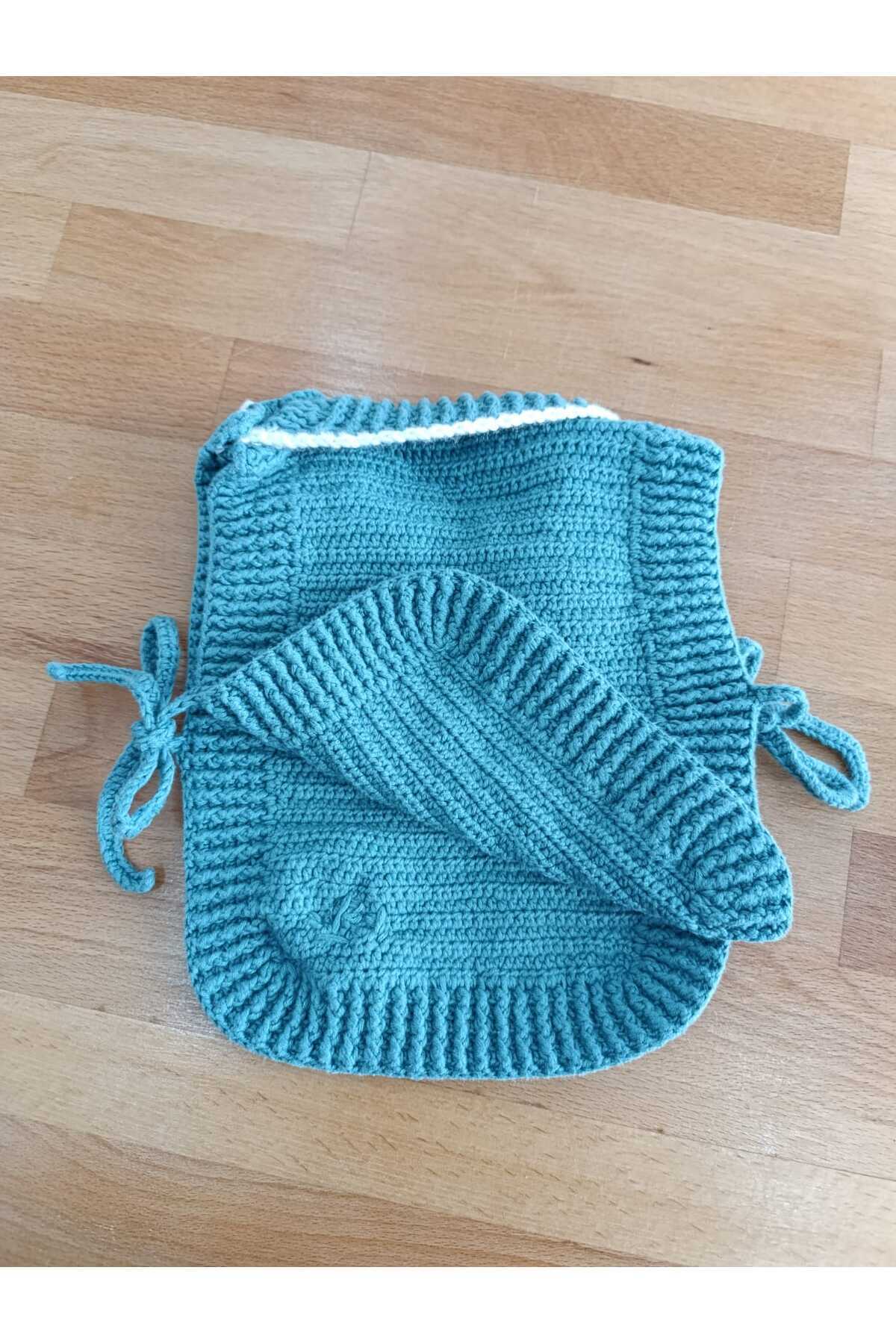 Merve ÖZTÜRK Bebek Organik Süveter Yandan Bağcıklı Yelek süveter kız bebek fotoğrafı 2 (önizleme)