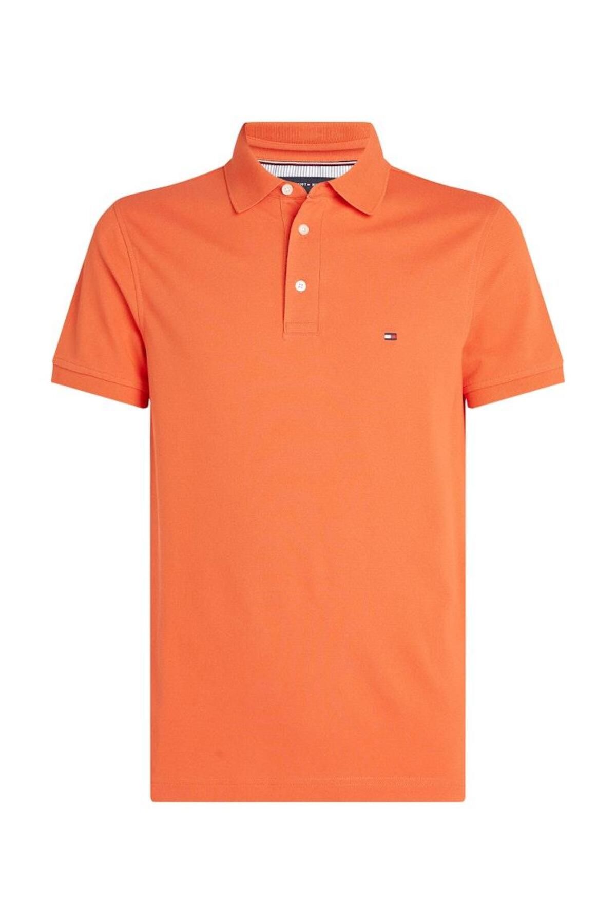 تی شرت یقه پولو نارنجی مردانه SLIM POLO CORE 1985 Tommy Hilfiger
