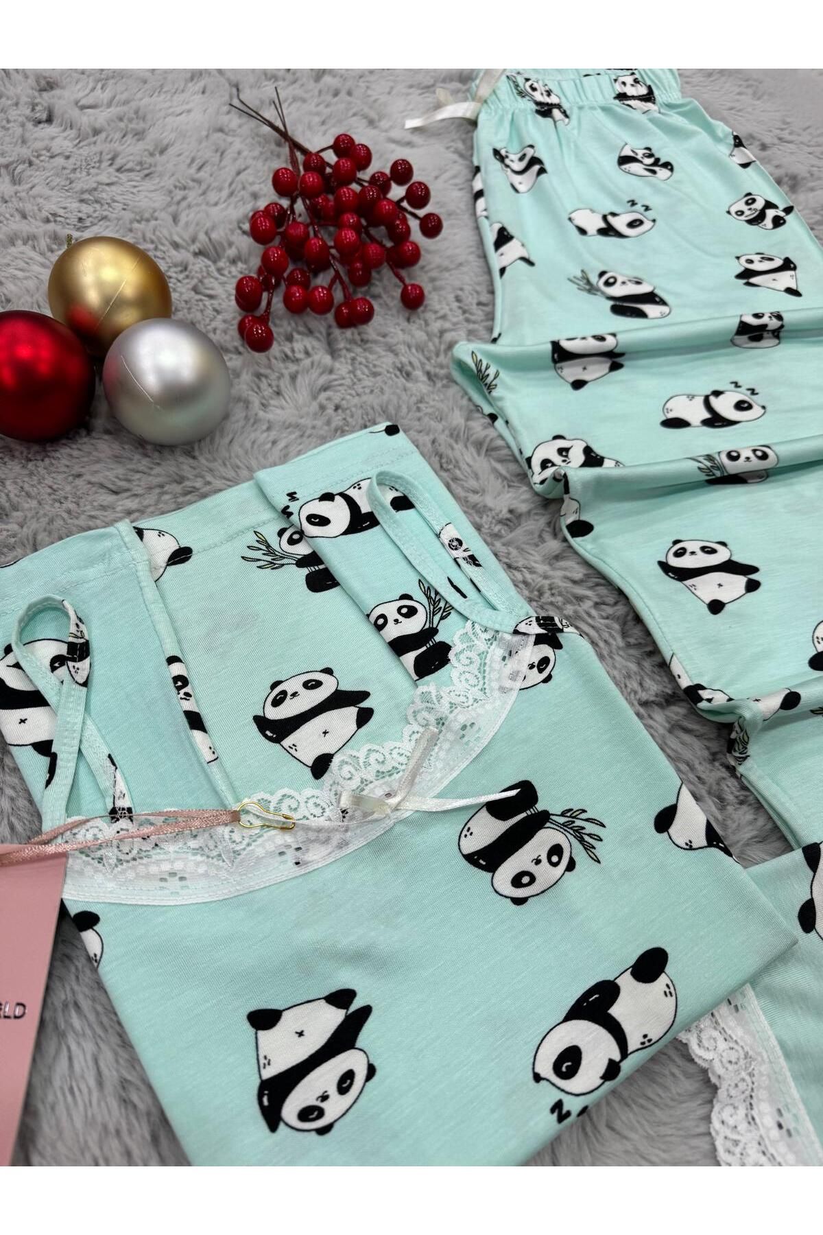 pijamaworld-Six Long Viscose Soft Fabric Pajama Set with Rope Straps 5