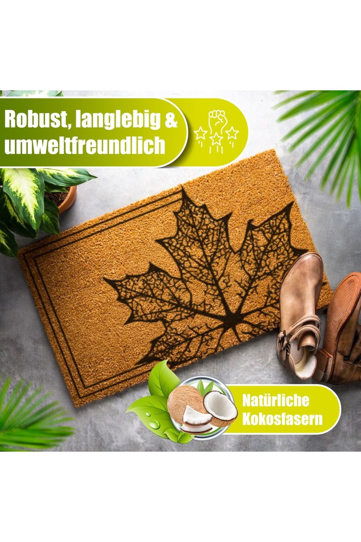Decovetro-® Kokosmatte Fußmatte | 40x60 Cm | 100% Natürliche Kokosfasern 2
