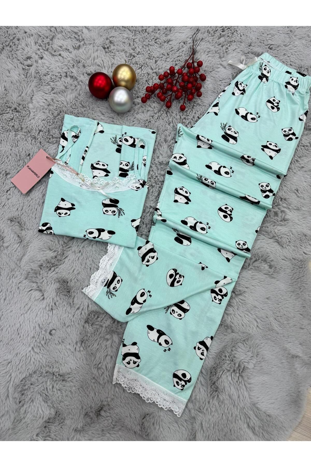 pijamaworld-Six Long Viscose Soft Fabric Pajama Set with Rope Straps 7