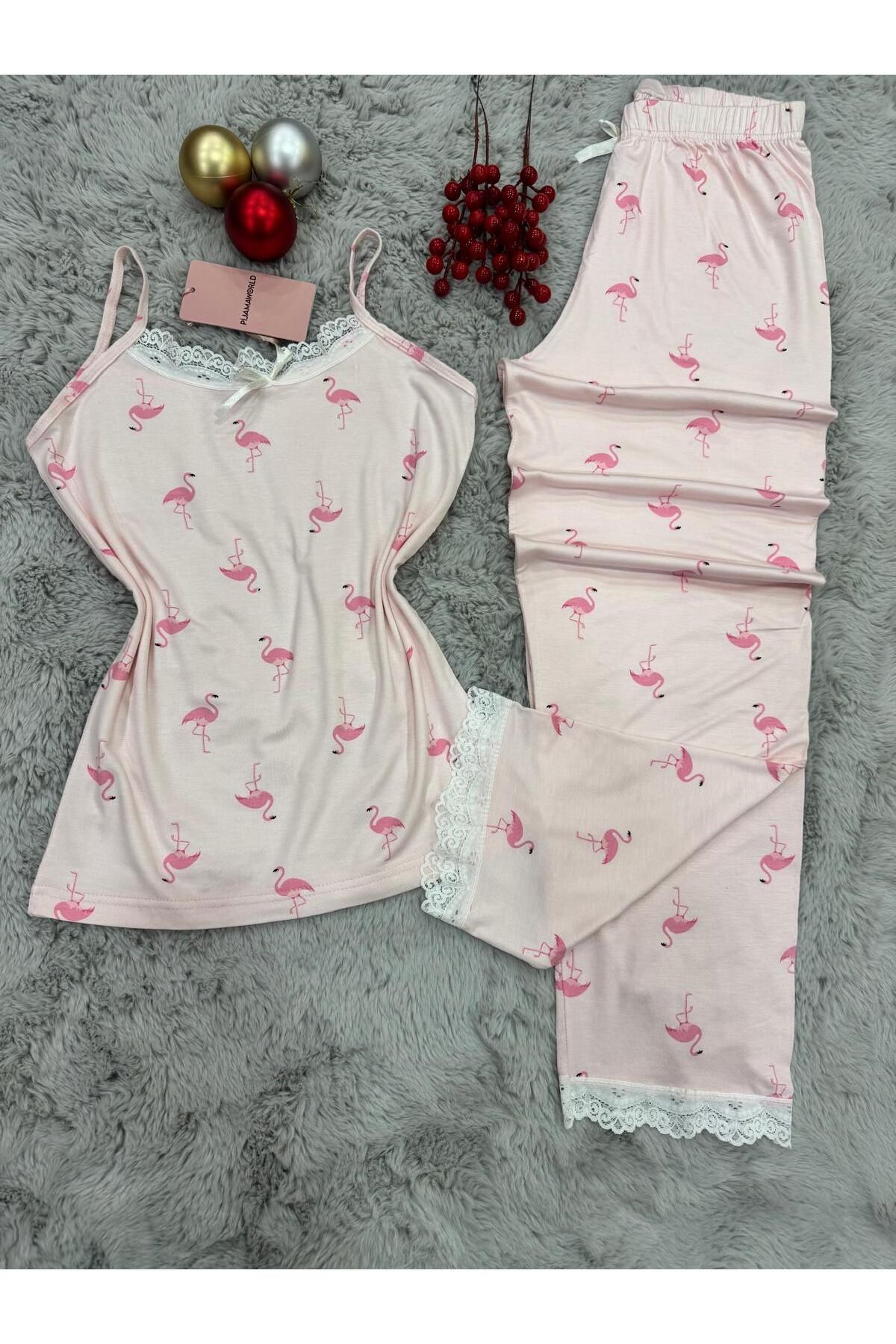 pijamaworld-Six Long Viscose Soft Fabric Pajama Set with Rope Straps 2
