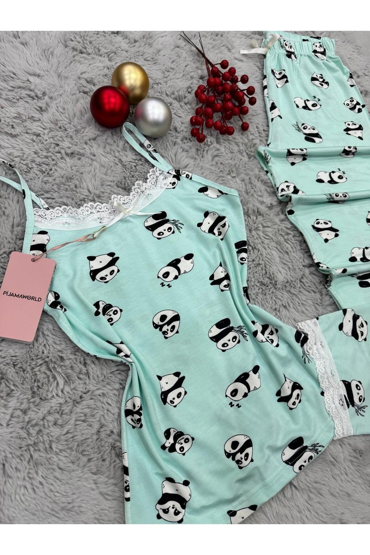 pijamaworld-Six Long Viscose Soft Fabric Pajama Set with Rope Straps 4