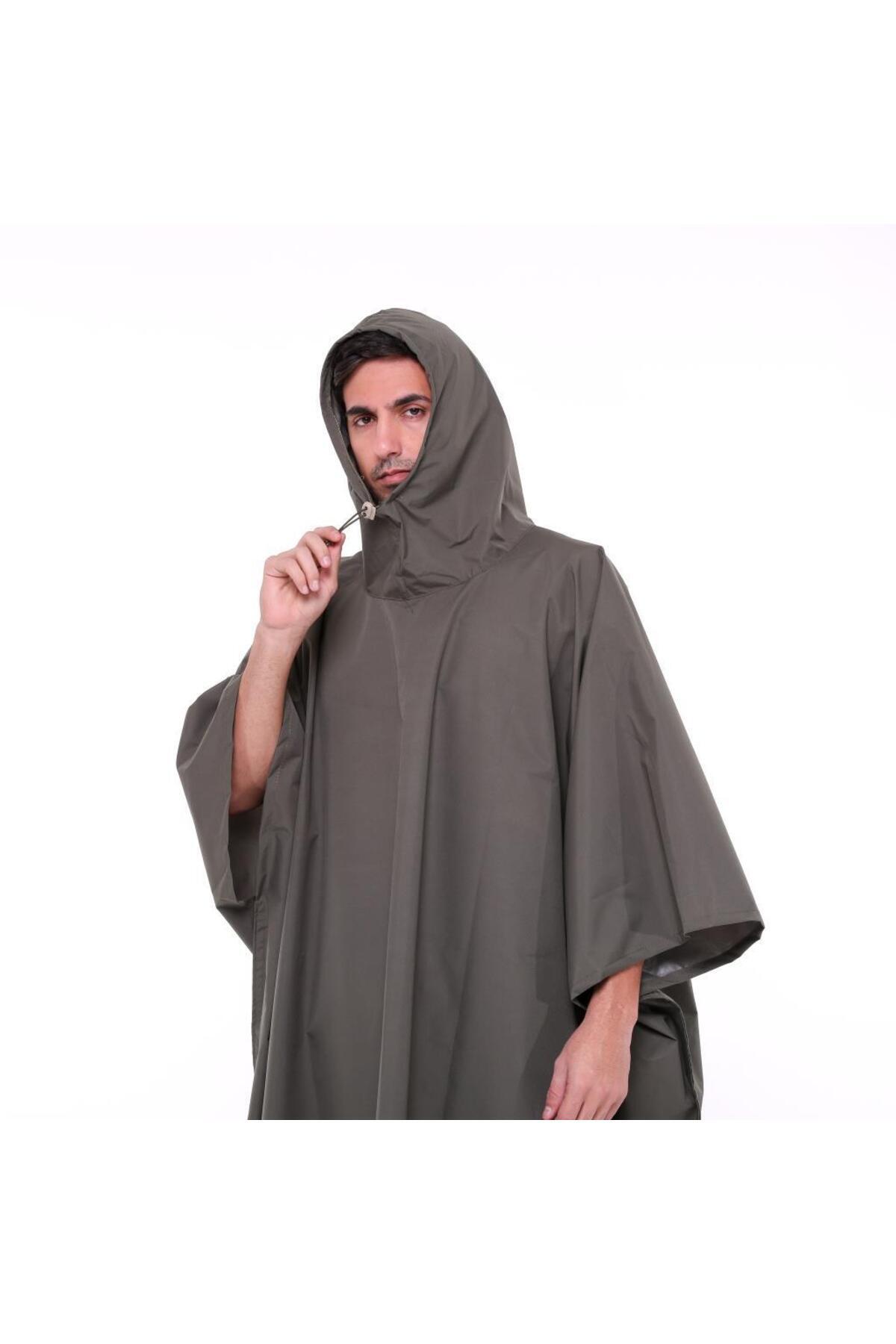 بارانی پانچو نظامی ضد آب برای زنان و مردان به همراه کیف، استتار — خاکی TYCX9DD2UN170489741793568 — تصویر 6 از 6