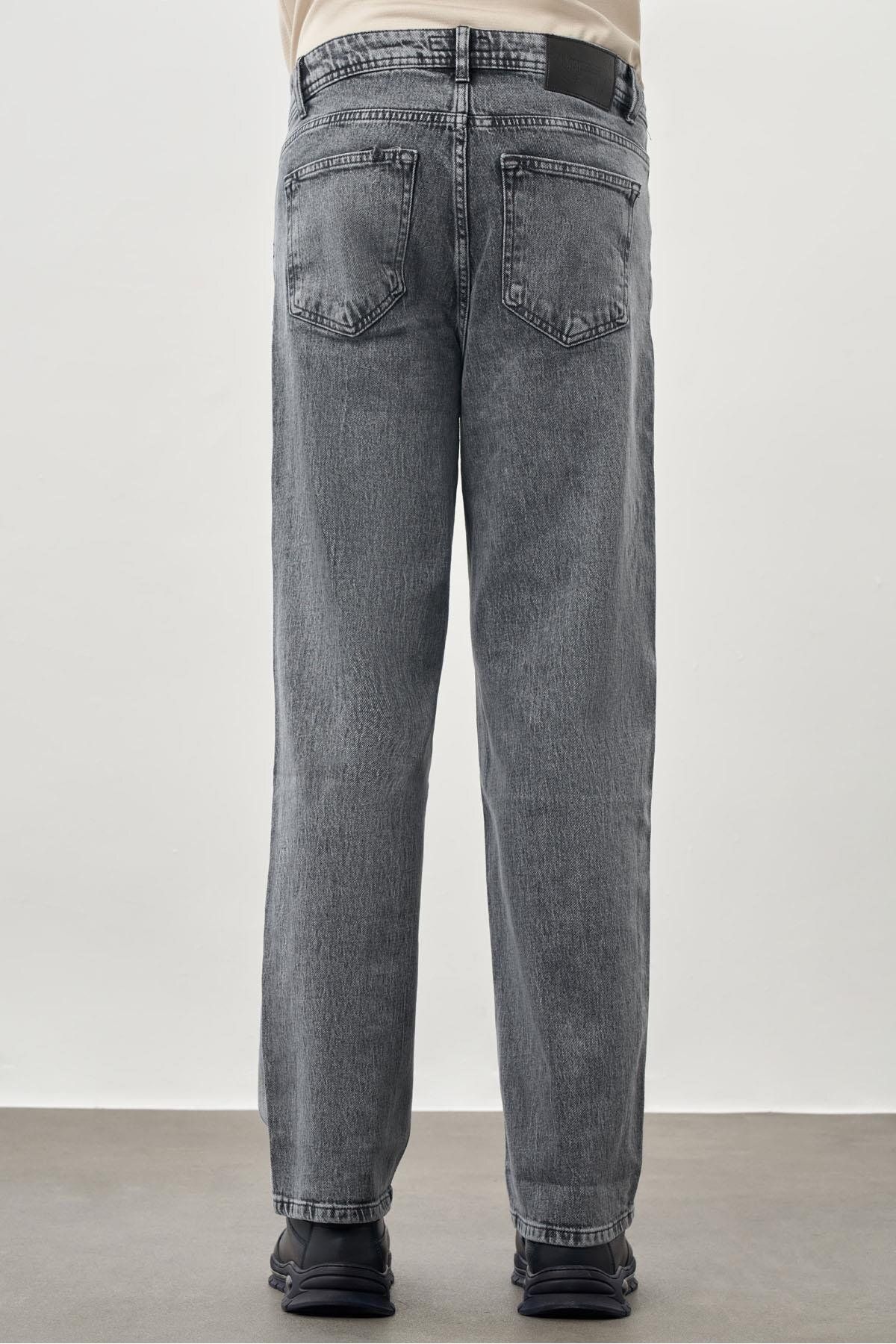 İmza-Pantaloni de denim casual oversize, negri, din bumbac, cu 5 buzunare 1023245156 4