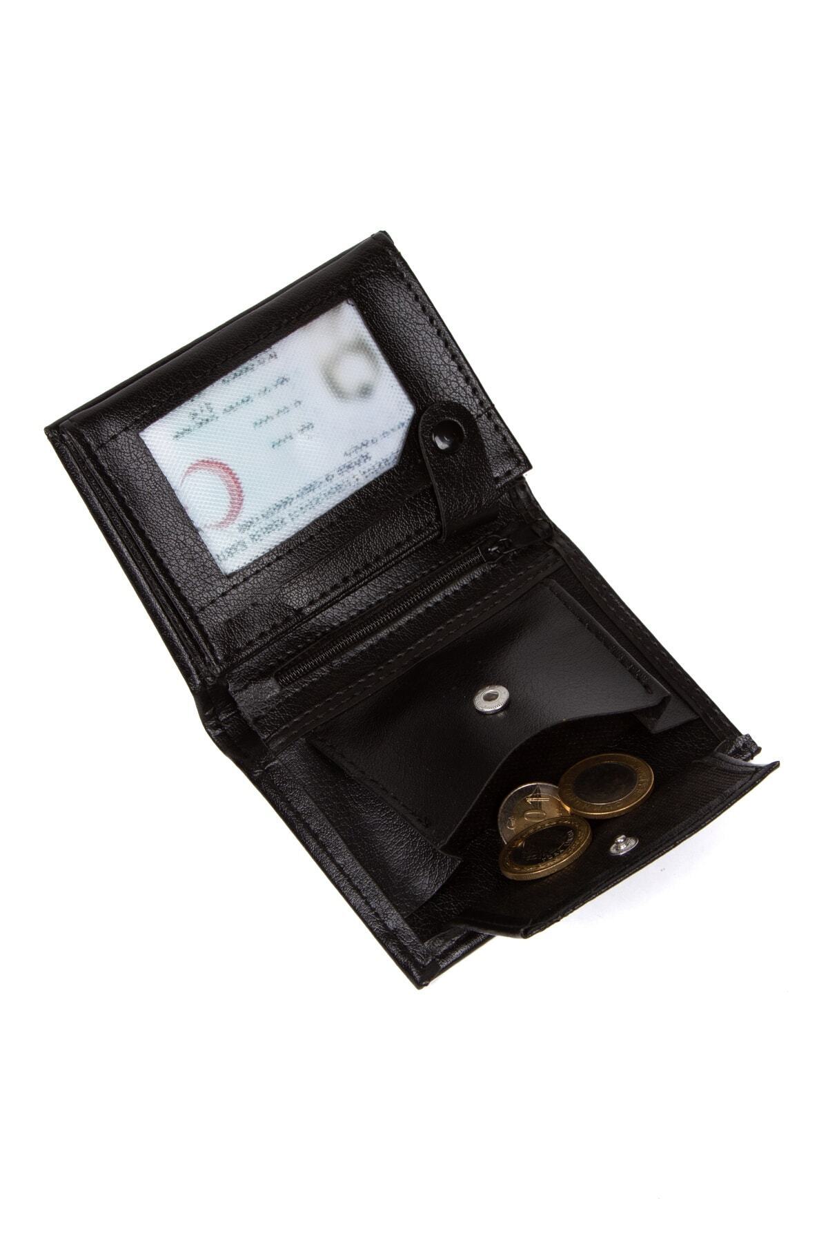Newish  Deri Siyah Renk Cüzdan, Bozuk Para Hazneli Kart Bölmeli Erkek Cüzdan, Çok Bölmeli, Günlük - Görsel 5