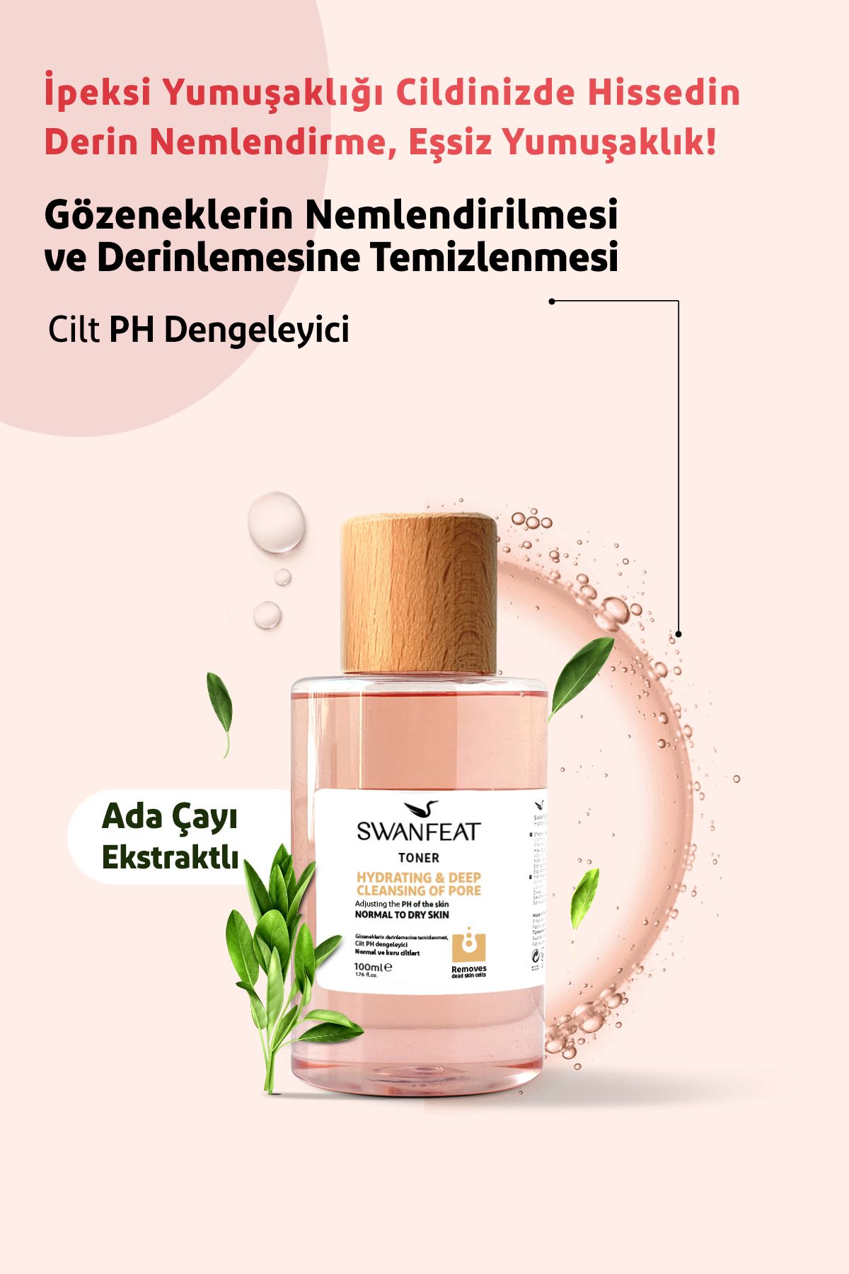 SWANFEAT Aydınlatıcı Toner Adaçayı Ekstraktlı Nemlendirici, Arındırıcı & Cilt PH Dengeleyici