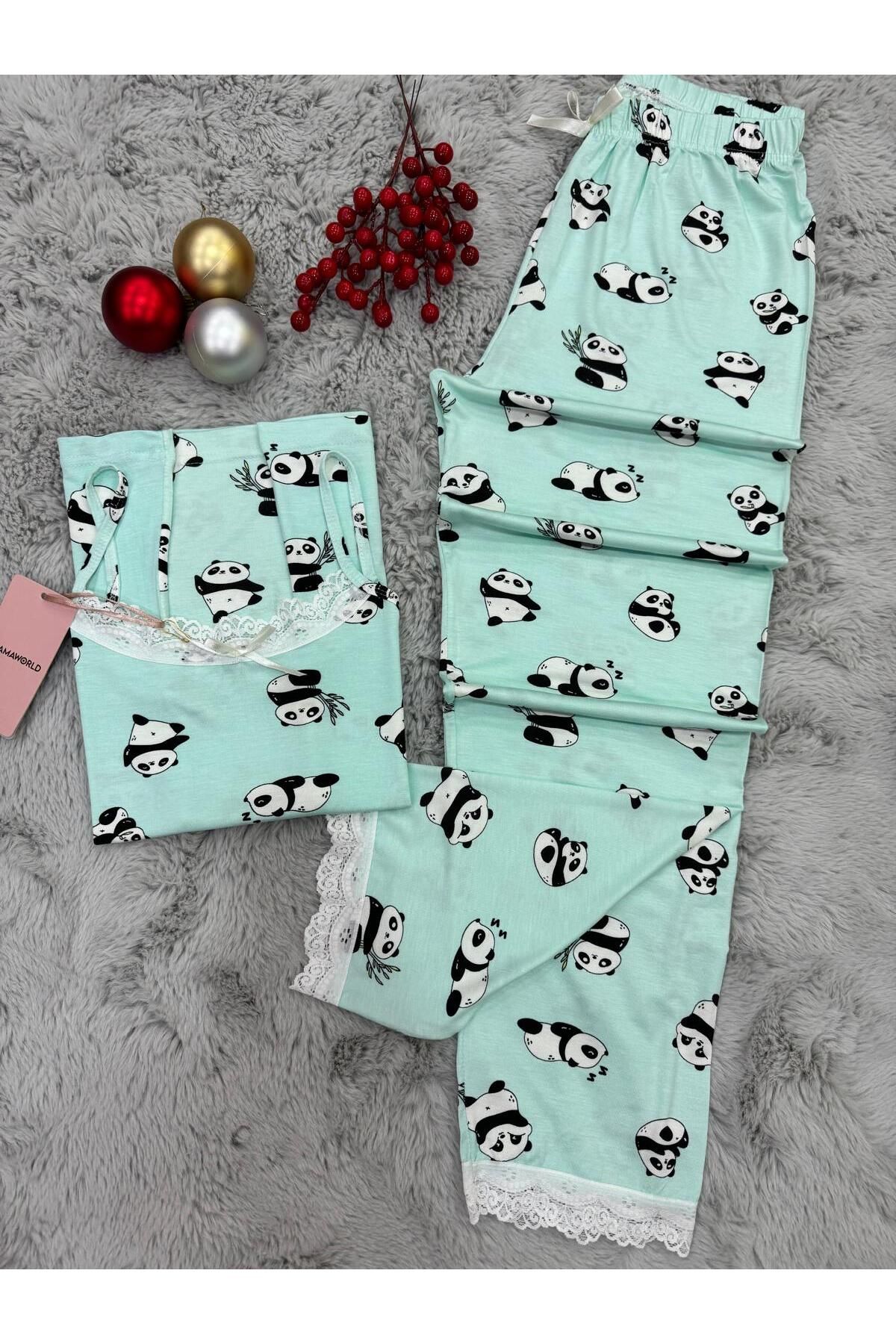 pijamaworld-Six Long Viscose Soft Fabric Pajama Set with Rope Straps 3