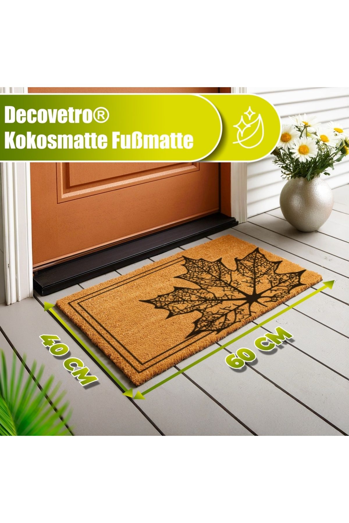 Decovetro-® Kokosmatte Fußmatte | 40x60 Cm | 100% Natürliche Kokosfasern 3