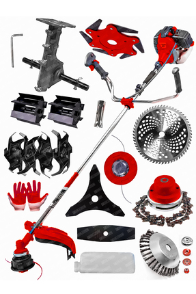 Graizer 10 Parça Setli Yan Tipi Benzinli Motorlu Ot Çalı Tırpanı Çim Biçme Ma...